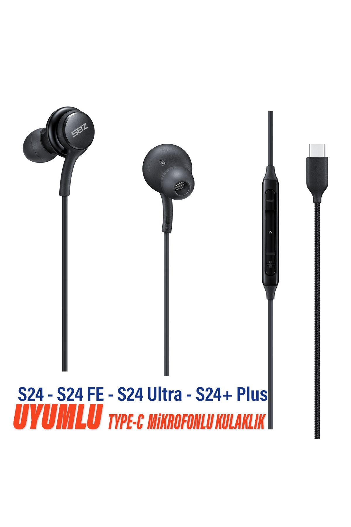 EXENAR Type-C Mikrofonlu Kulaklık Samsung S24 - S24 FE - S24 Ultra - S24+ Plus Uyumlu