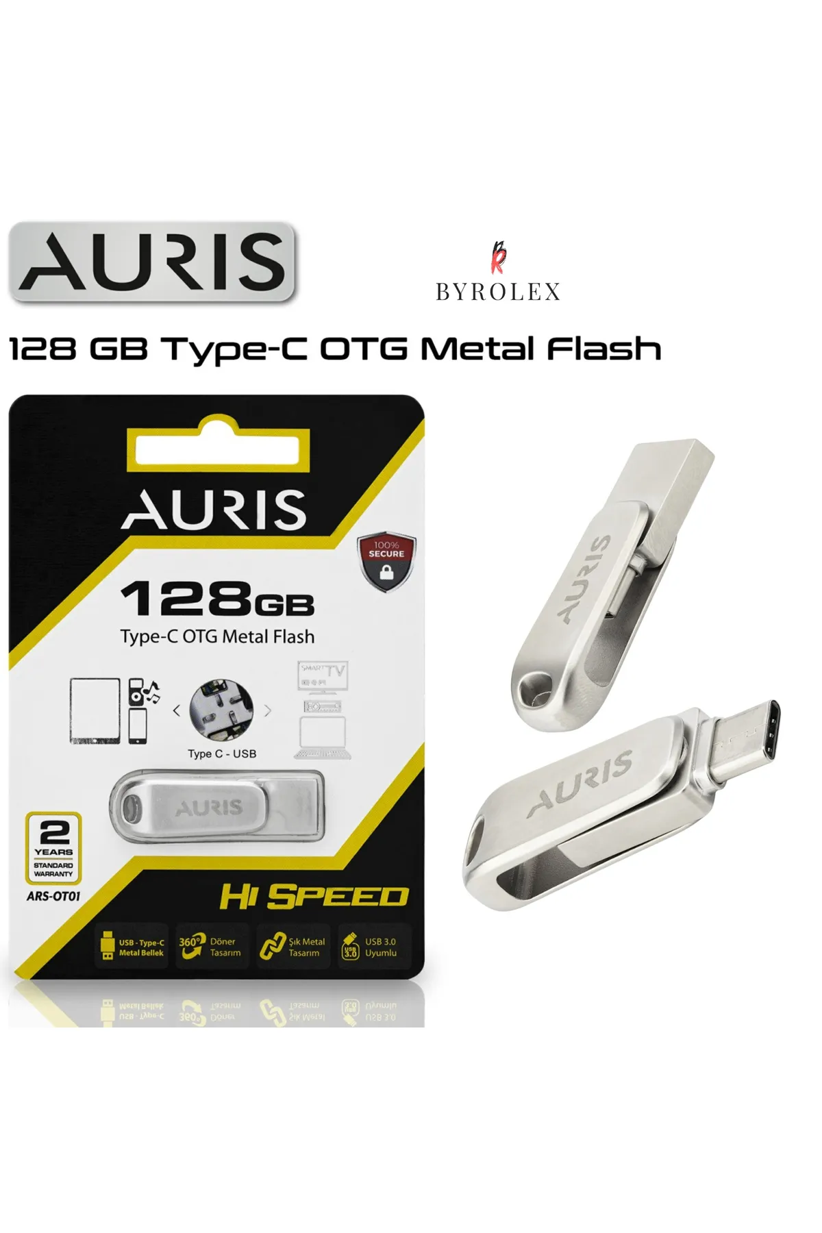 Auris TYPE-C / USB METAL OTG FLASH BELLEK