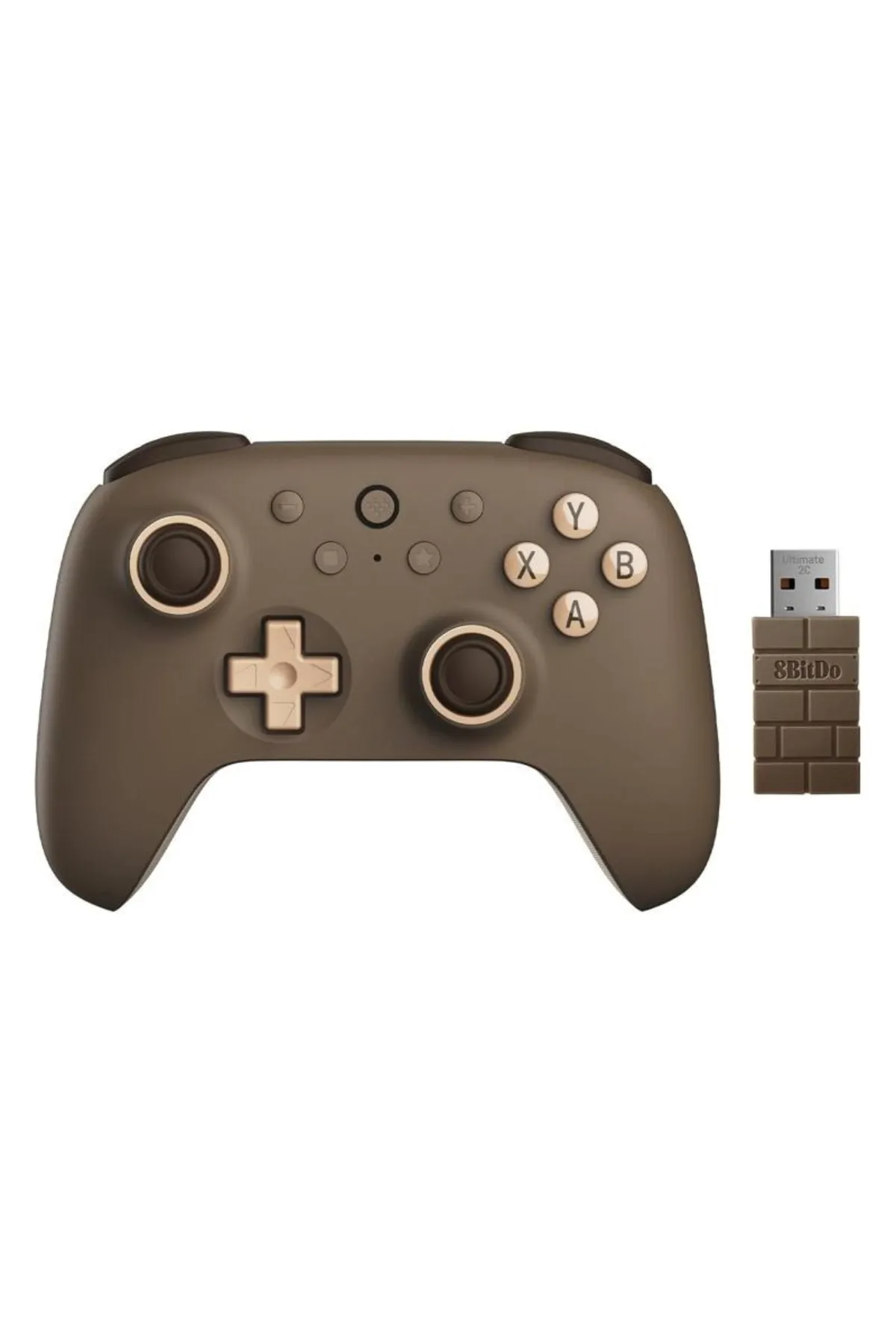 8Bitdo Ultimate 2C Kablosuz 2.4G Oyun Kolu PC Android Hall Effect Joystick Brownie Kahverengi