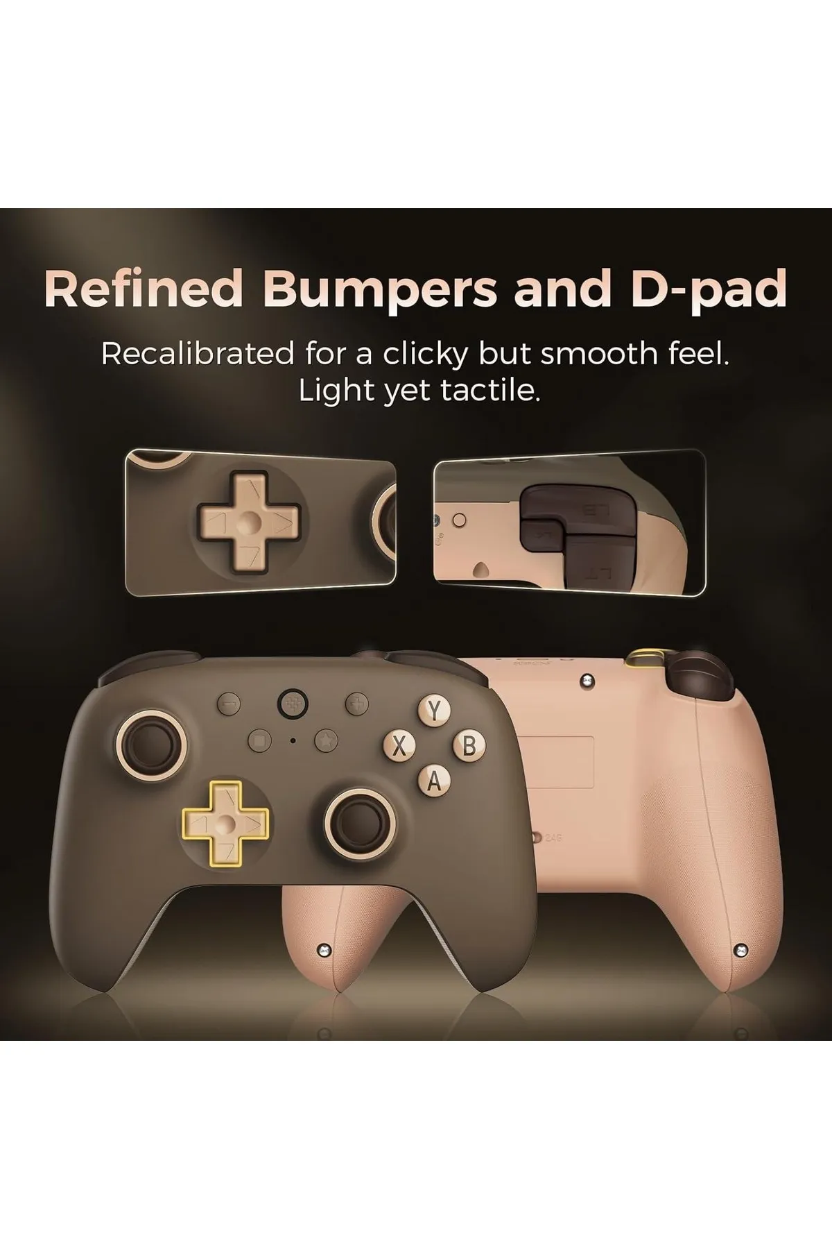 8Bitdo Ultimate 2C Kablosuz 2.4G Oyun Kolu PC Android Hall Effect Joystick Brownie Kahverengi