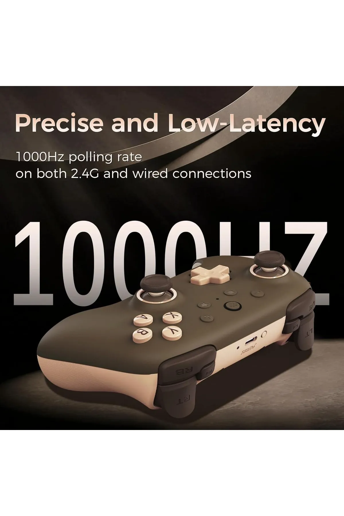 8Bitdo Ultimate 2C Kablosuz 2.4G Oyun Kolu PC Android Hall Effect Joystick Brownie Kahverengi