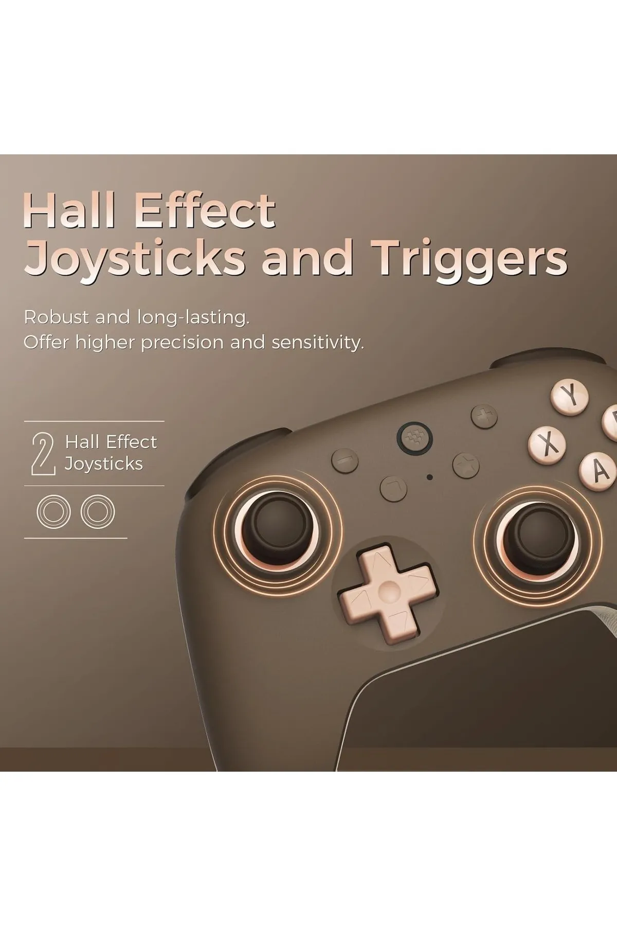 8Bitdo Ultimate 2C Kablosuz 2.4G Oyun Kolu PC Android Hall Effect Joystick Brownie Kahverengi