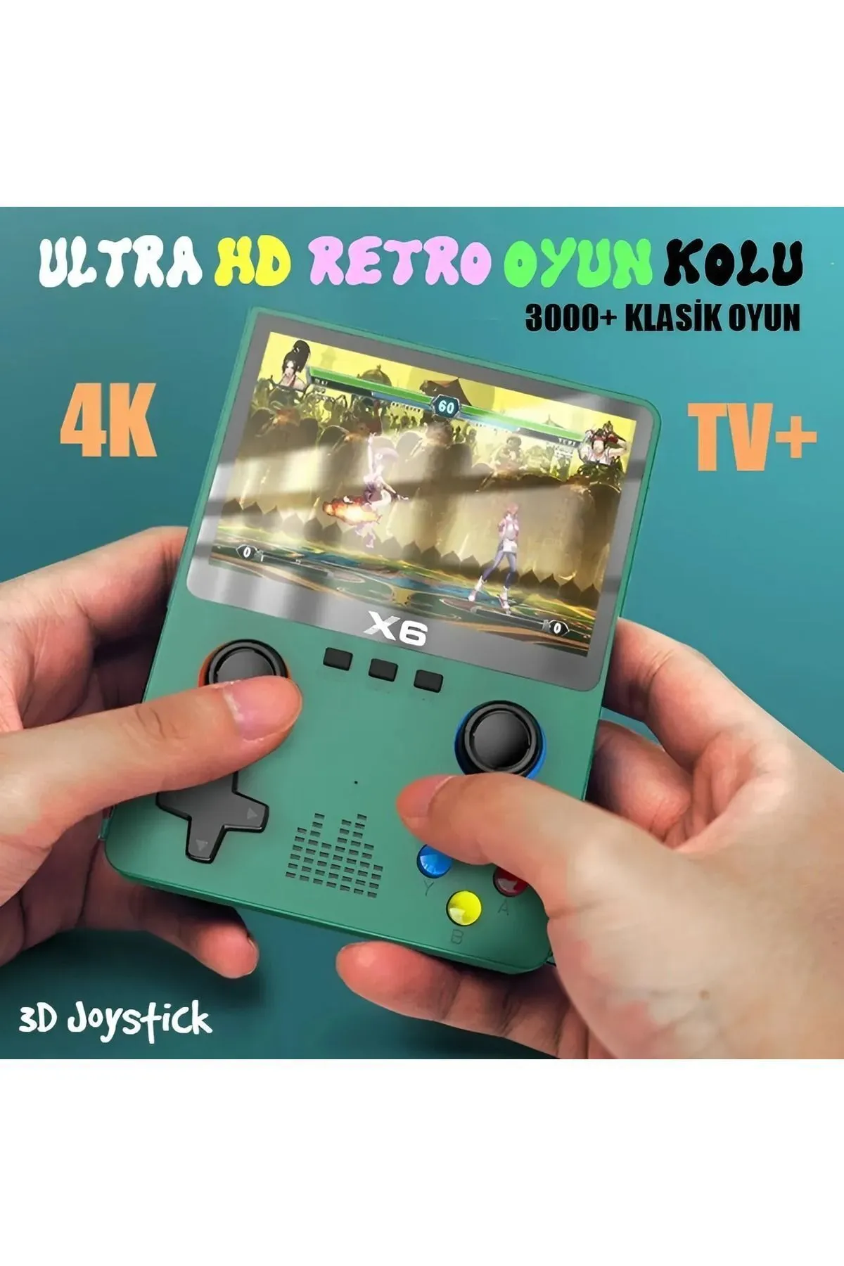 RAEES Ultra HD 4k Retro Atari 3D Çift Joystick El Oyun Konsolu 3.5 İnç IPS Ekran Cep Oyun Makinesi