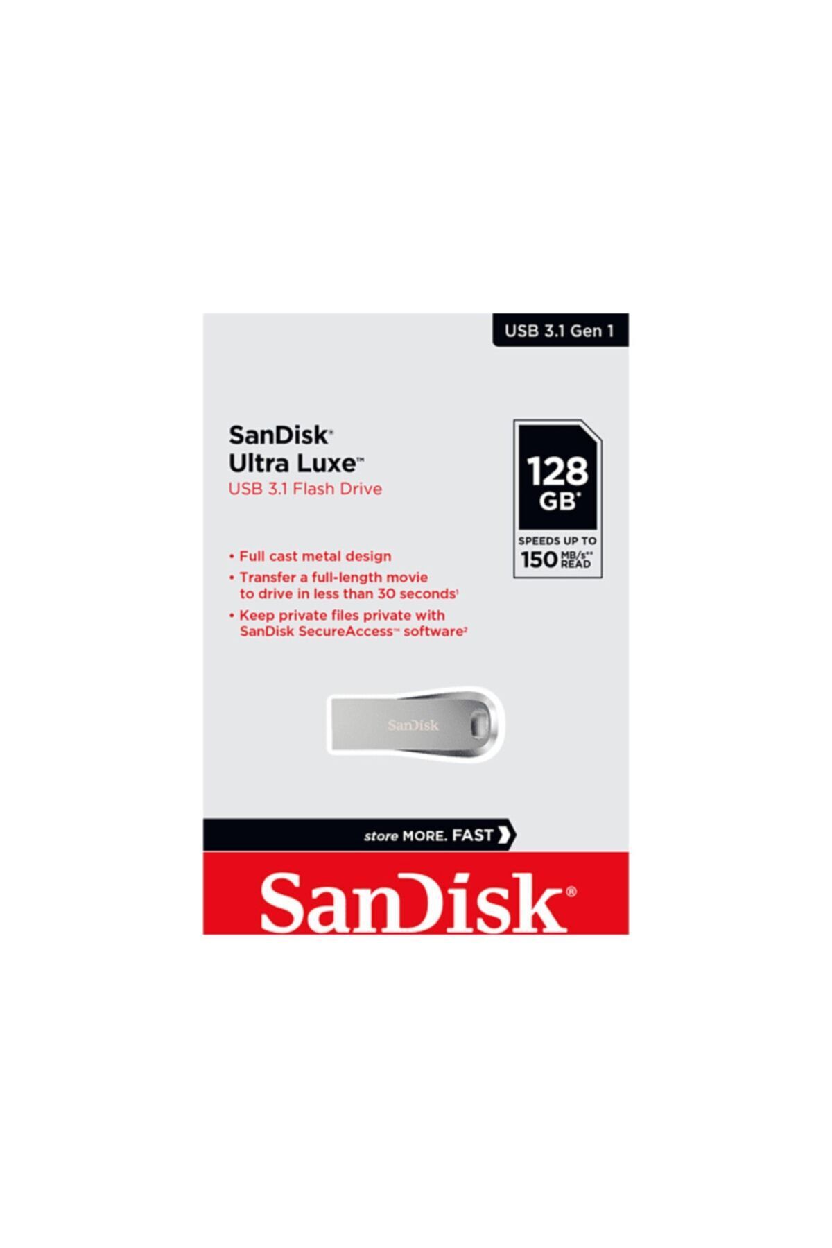 Sandisk Ultra Luxe Usb 3.1 Flash Drive 128 Gb Taşınabilir Usb Bellek Gri