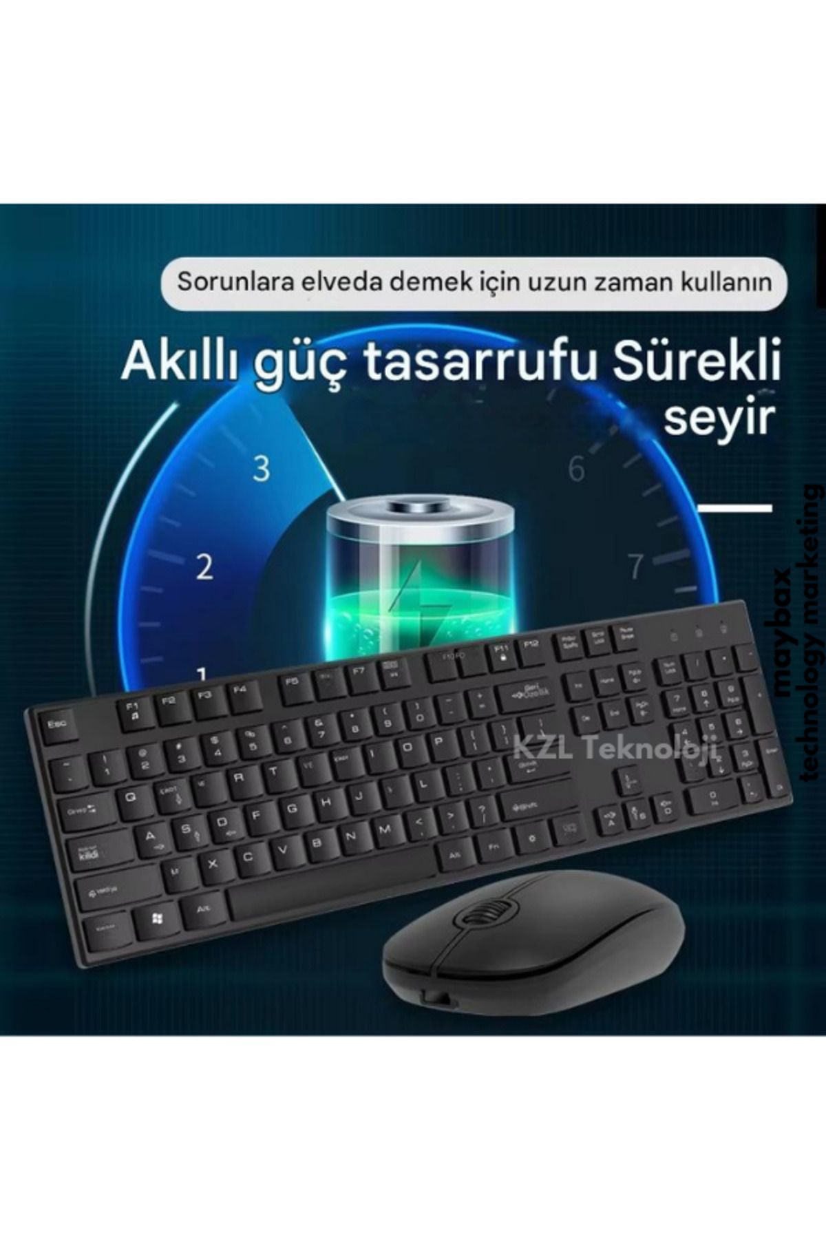 Maybax Ultra Slim Tv Pc Mobile Tablet Uyumlu Kablosuz Q Klavye Mouse Set Beyaz 2.4 Ghz Wireless Set Numlock