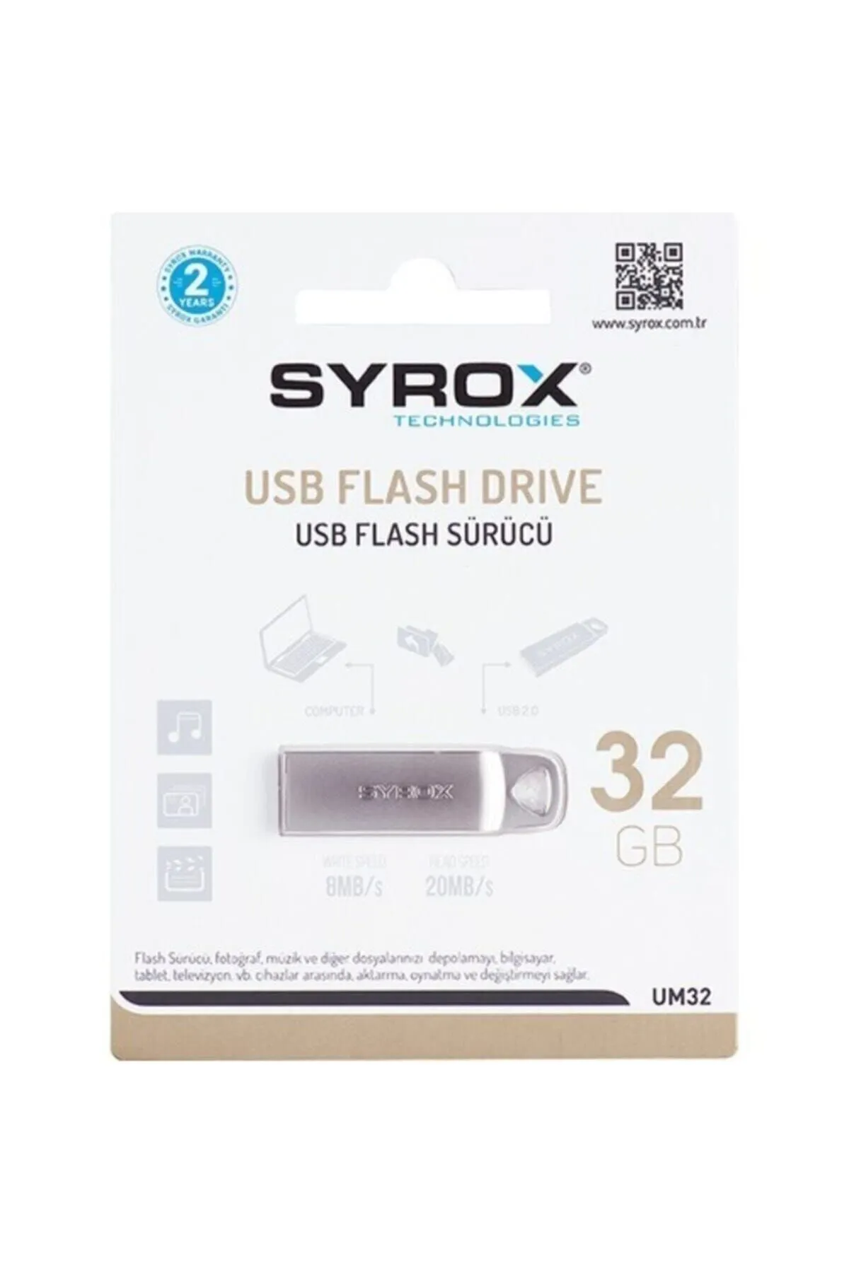 Syrox Um32 32gb Metal Kasa Flash Bellek Flash Drıve (2'li)