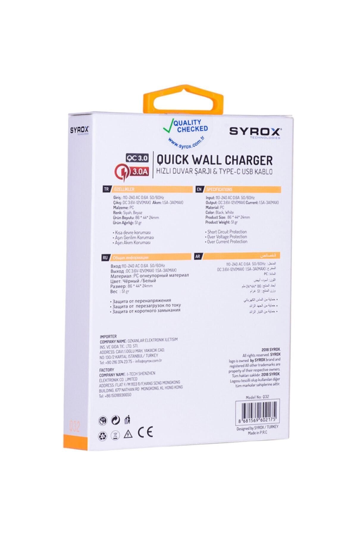 Syrox Umut_vestel Venüs V7 Type-c 3.0a Uyumlu Hızlı Şarj Cihazı / Hızlı Şarj Adaptörü Q32