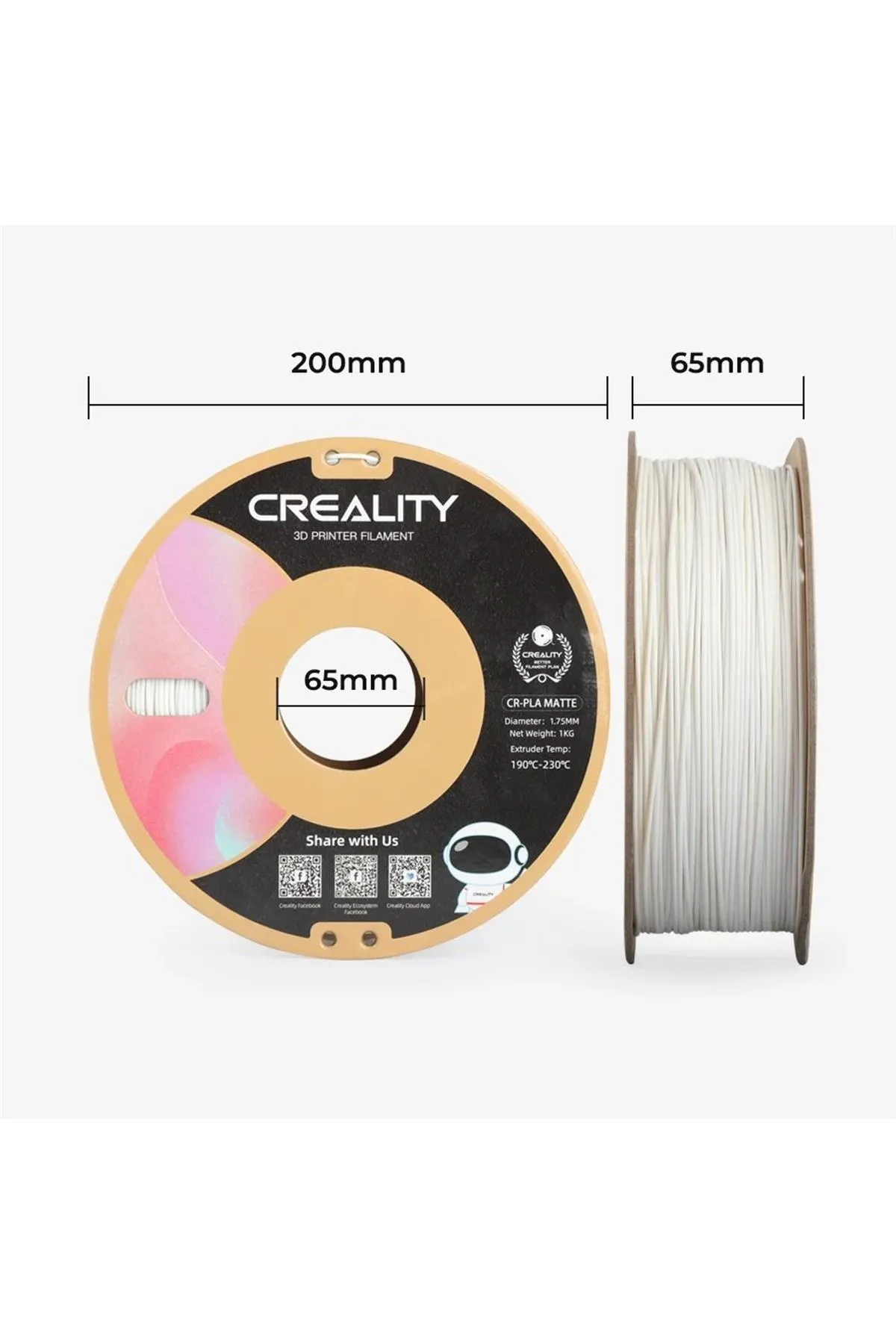 Creality Urhanshop Creality Cr-Pla Mat Alçı Beyazı 1.75mm Pla 3D Baskı Filamenti 1Kg