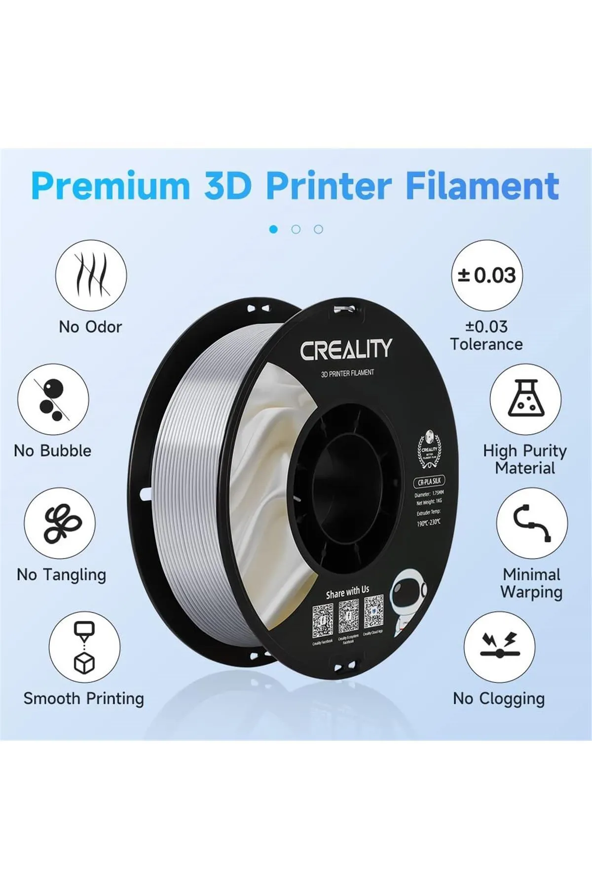 Creality Urhanshop Creality Cr-Silk Pla 1,75mm 3D Baskı Filament 1Kg - Gümüş