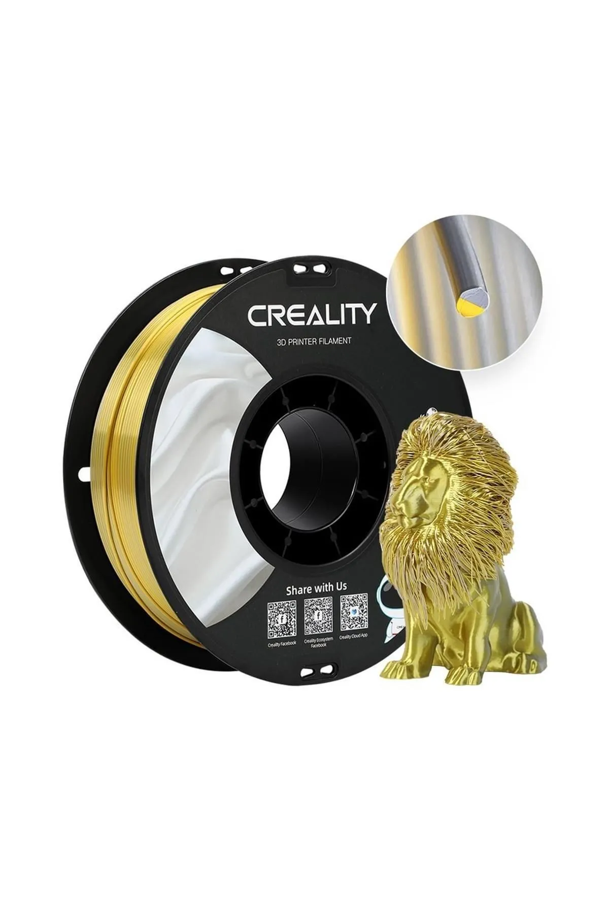 Creality Urhanshop Creality Cr-Silk Pla 1,75mm 3D Filament 1Kg - Altın Gümüş