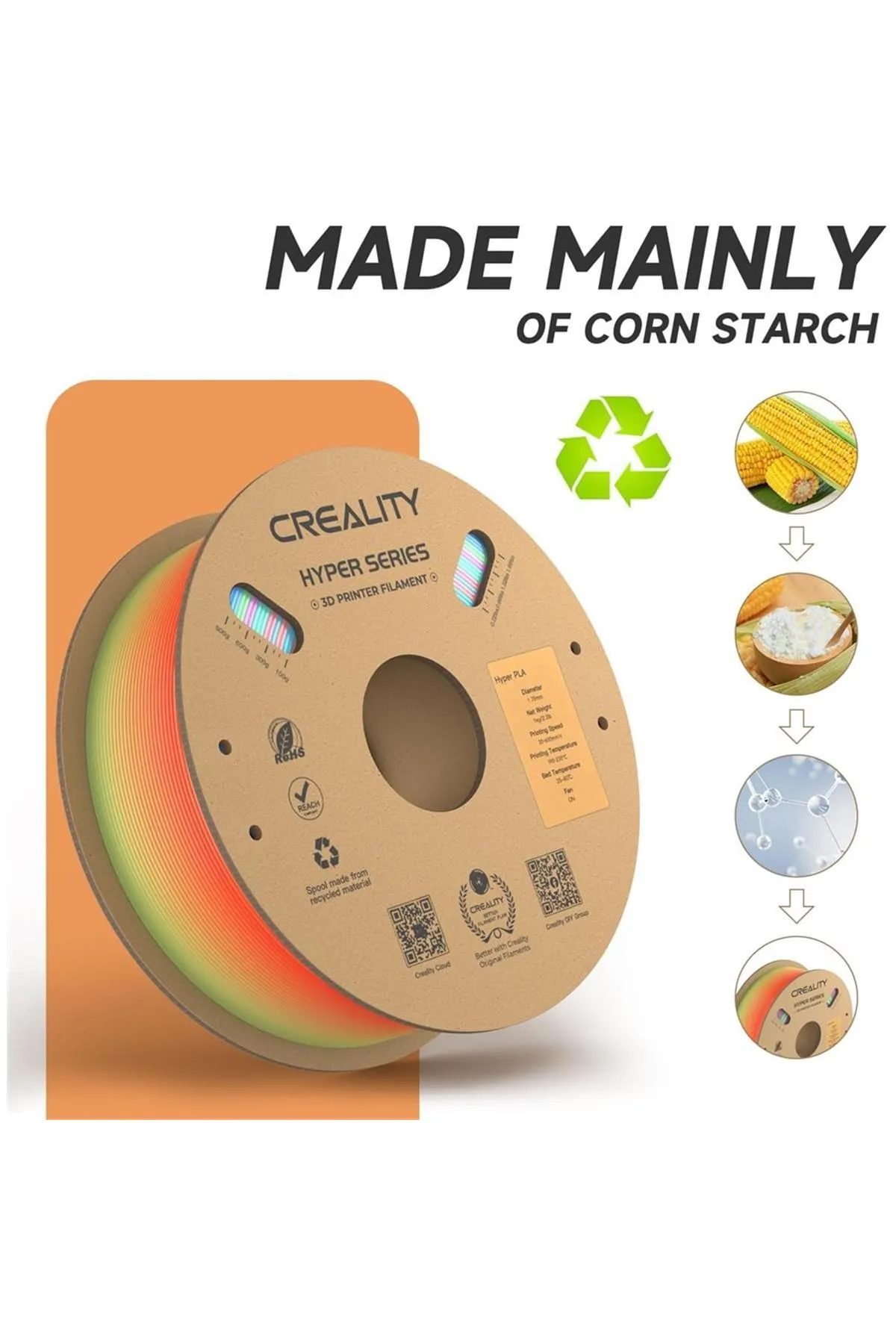 Creality Urhanshop Creality Hyper Rainbow Pla Kısa Yabani Çiçek Filament 1,75mm 1000Gr