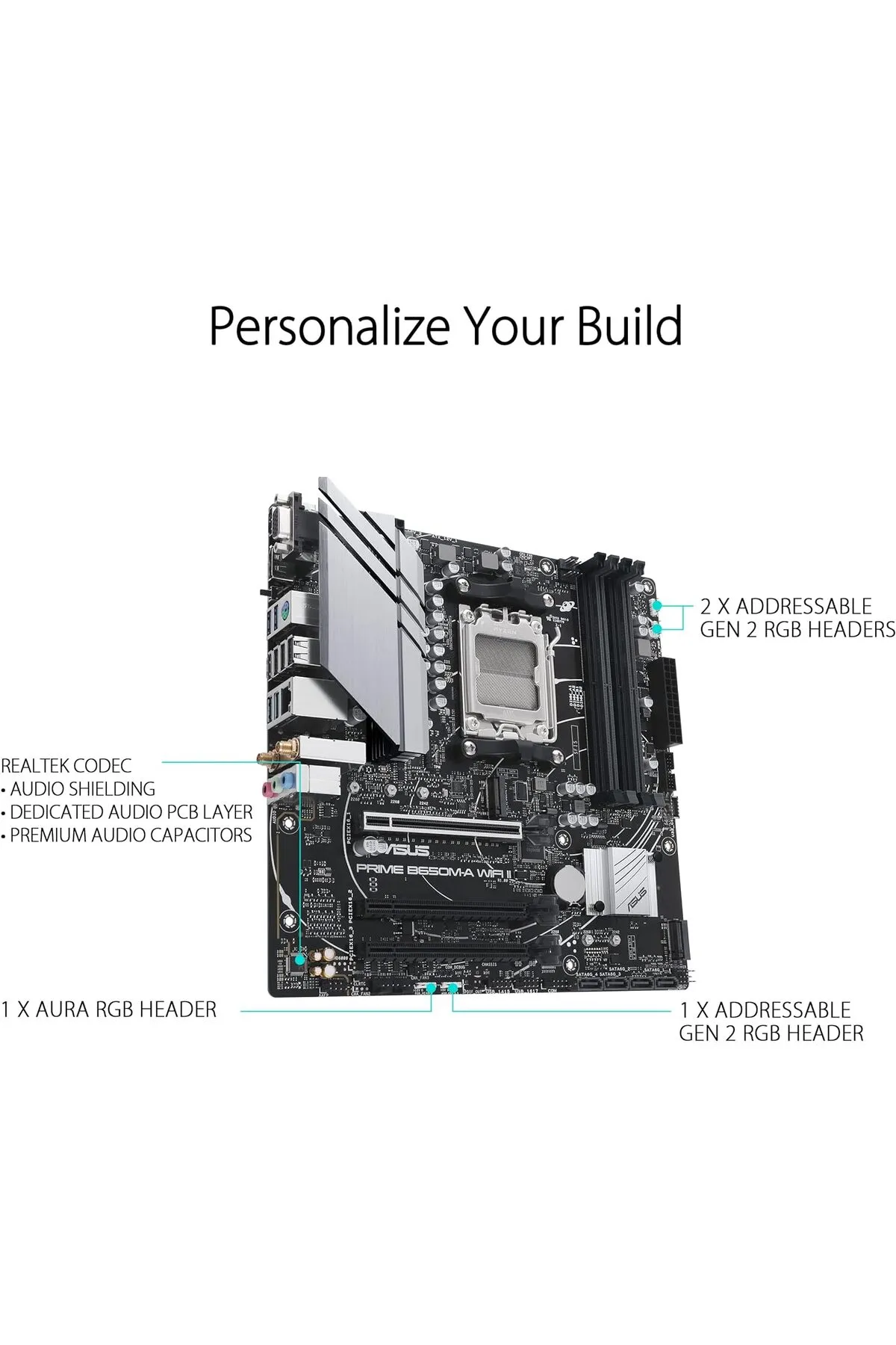 As Us Prıme B650m-a Wıfı Iı Amd B650 Am5 Ddr5 6400 Dp Hdmı Vga Çift M2 Usb3.2 Ax Wifi Bt Aura Rgb 2