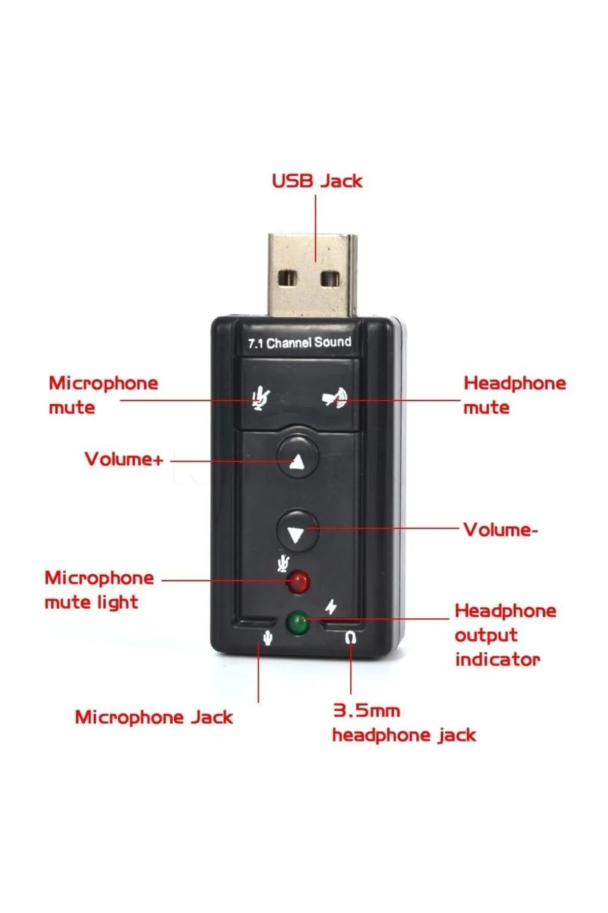 Dark Usb 2.0 7.1 Kanal Çıkış Sağlayan Ses Adaptörü Dk-ac-usc71