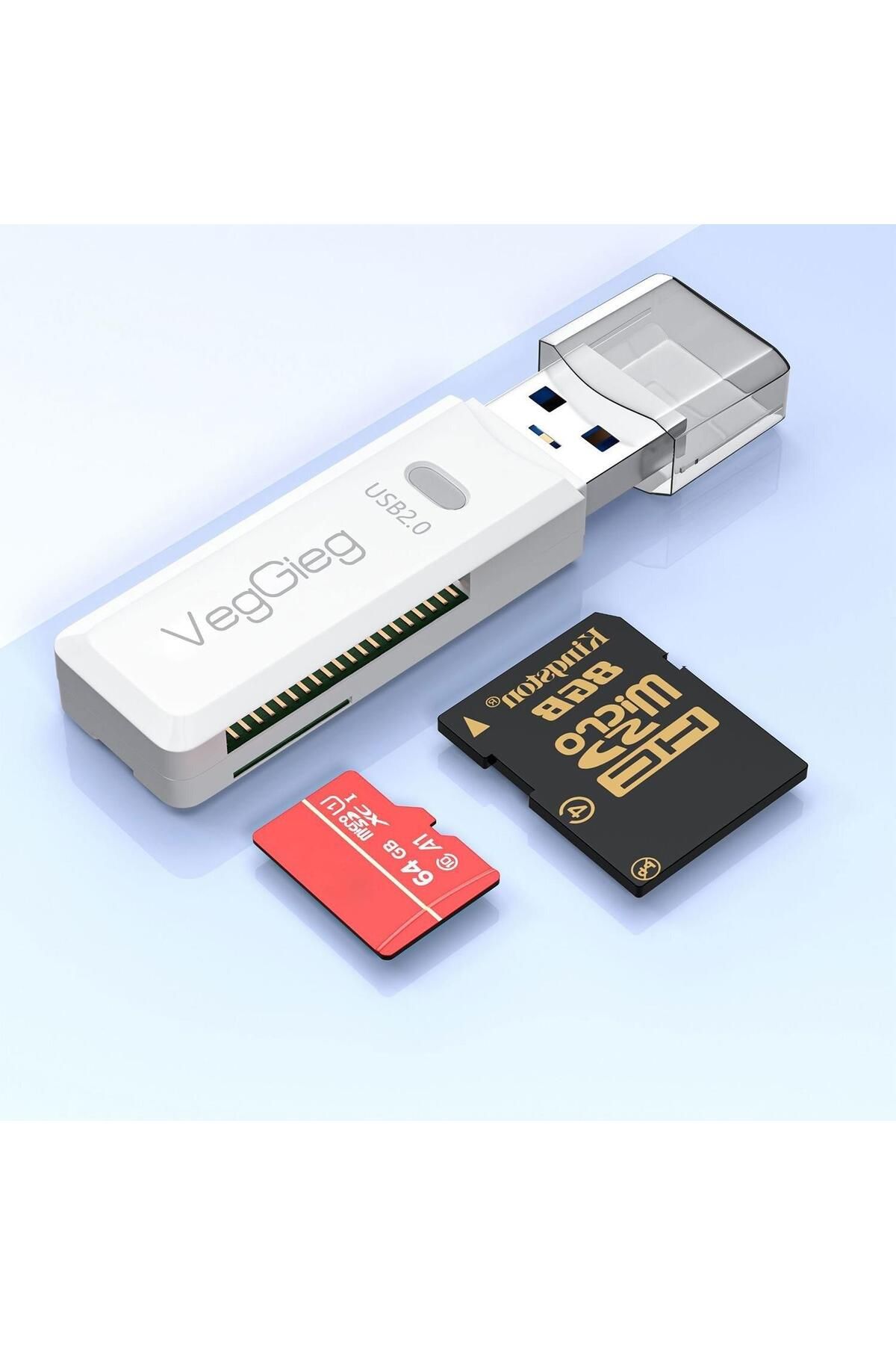 Veggieg Usb 2.0 Sd Ve Micro Sd Hafıza Kart Okuyucu Beyaz