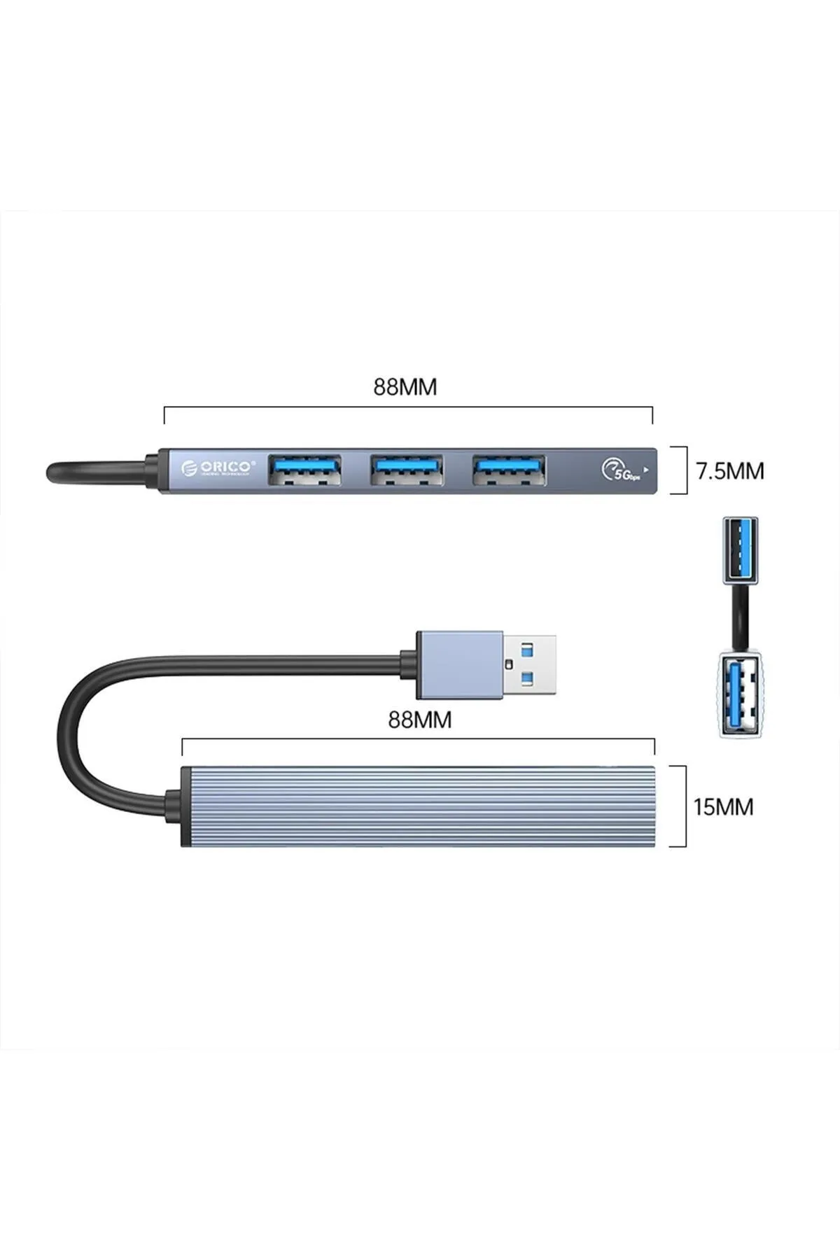 Orico Usb-a To Usb 3.0 Alüminyum Alaşım 4 Portlu Çoklayıcı Hub