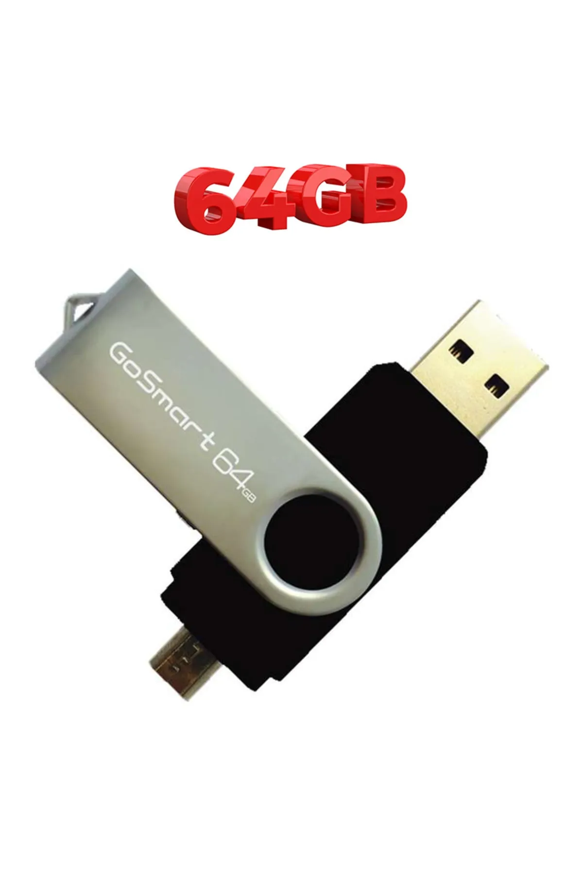 paldem Usb Bellek Gosmart Flash Disk 64 Gb Siyah Çift Girişli