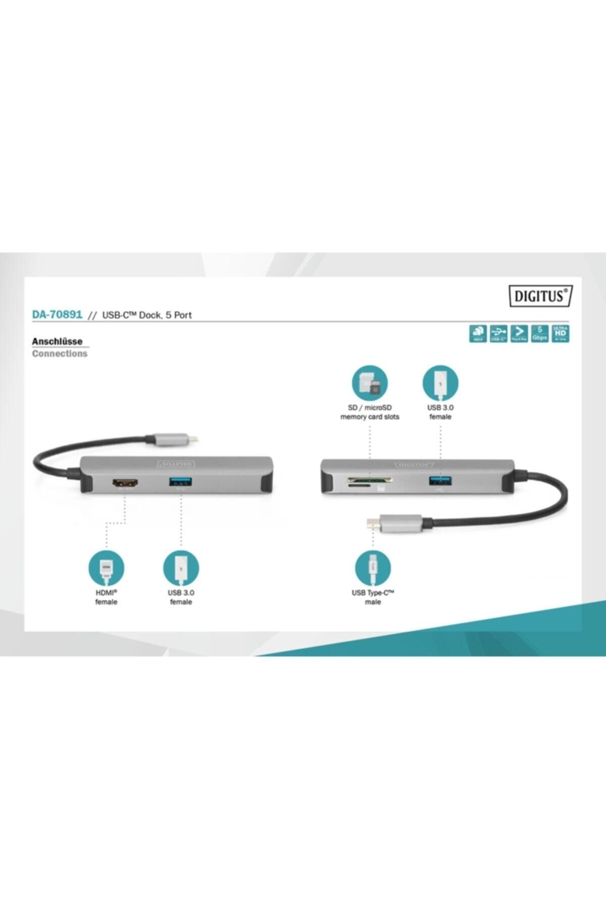 Digitus Usb-c™ Istasyon, 4k/30hz Hdmı/2x Usb-a /sd/microsd