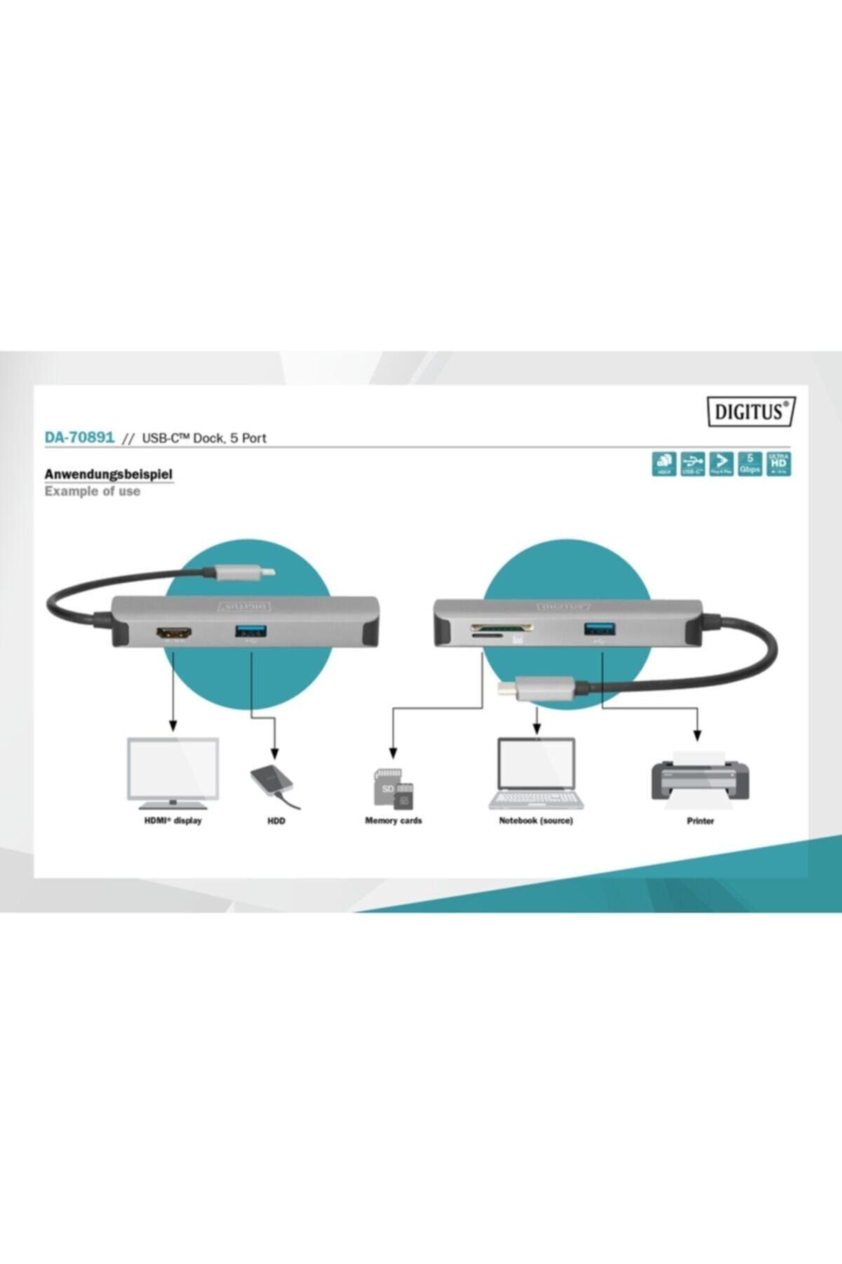 Digitus Usb-c™ Istasyon, 4k/30hz Hdmı/2x Usb-a /sd/microsd