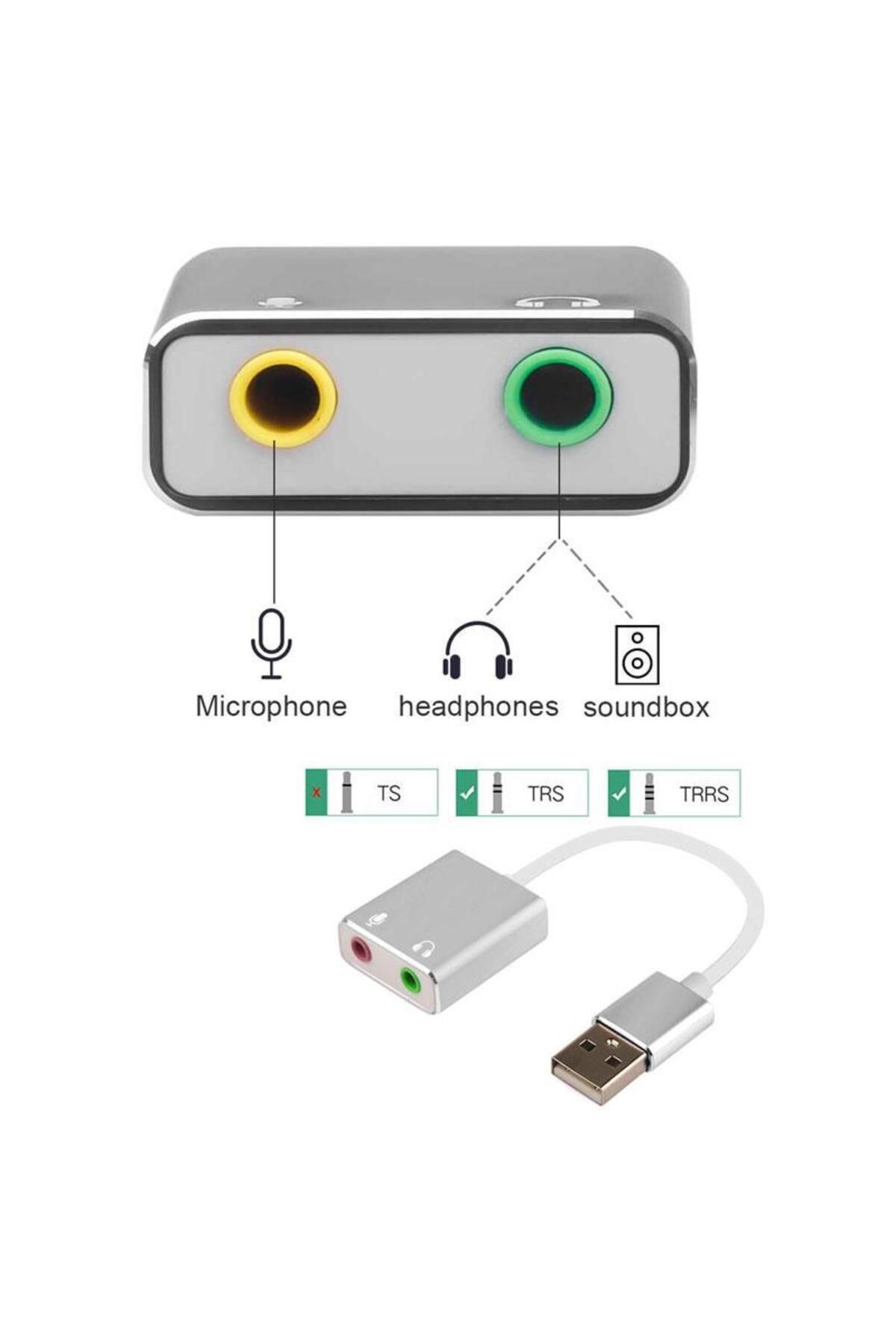 KEEPRO Usb Harici 7.1 Kanal Stereo Ses Kartı 3.5mm Kablolu Gümüş