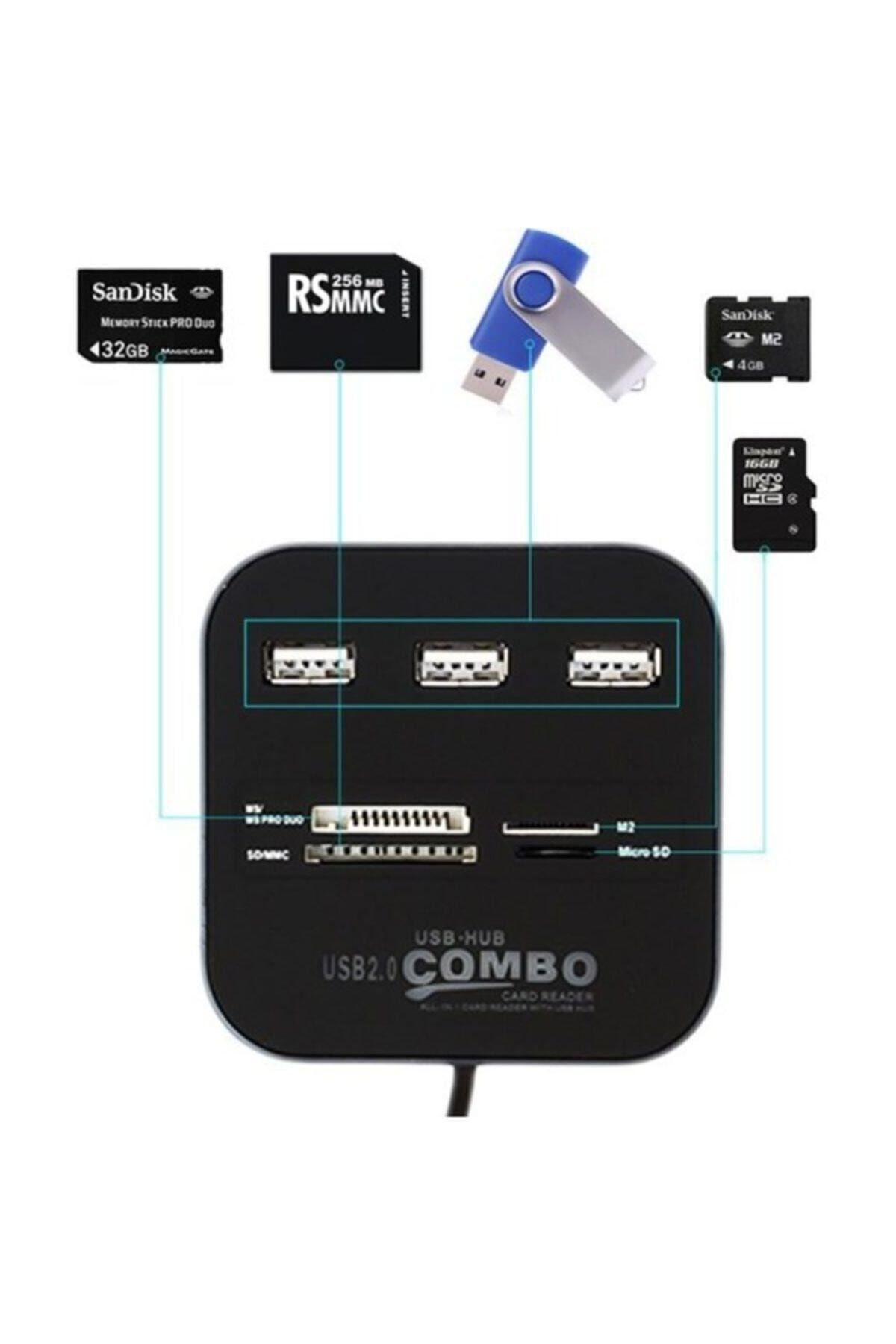 Genel Markalar Usb Kart Okuyucu 3 Port Usb Hub Çoğaltıcı Çoklayıcı