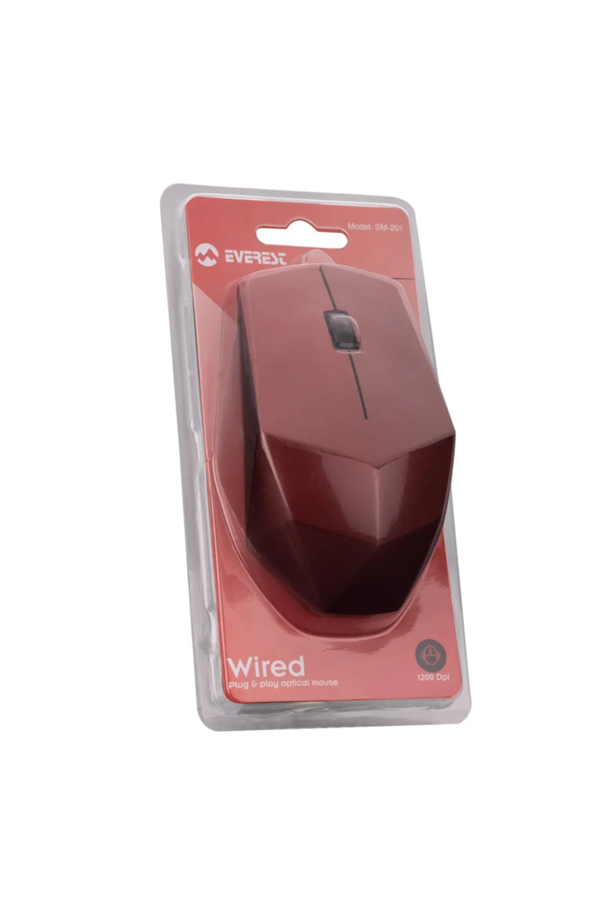 Everest Usb Kırmızı 1200dpi Optik Kablolu Mouse Sm-201