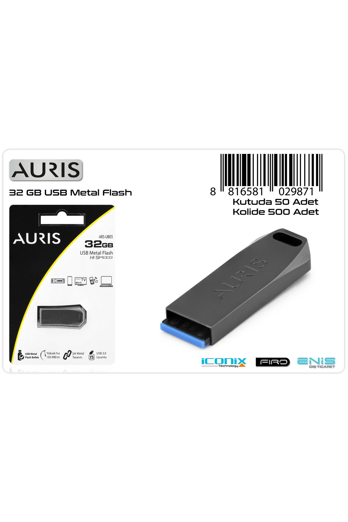 Auris Usb Metal Flash Bellek 32 Gb