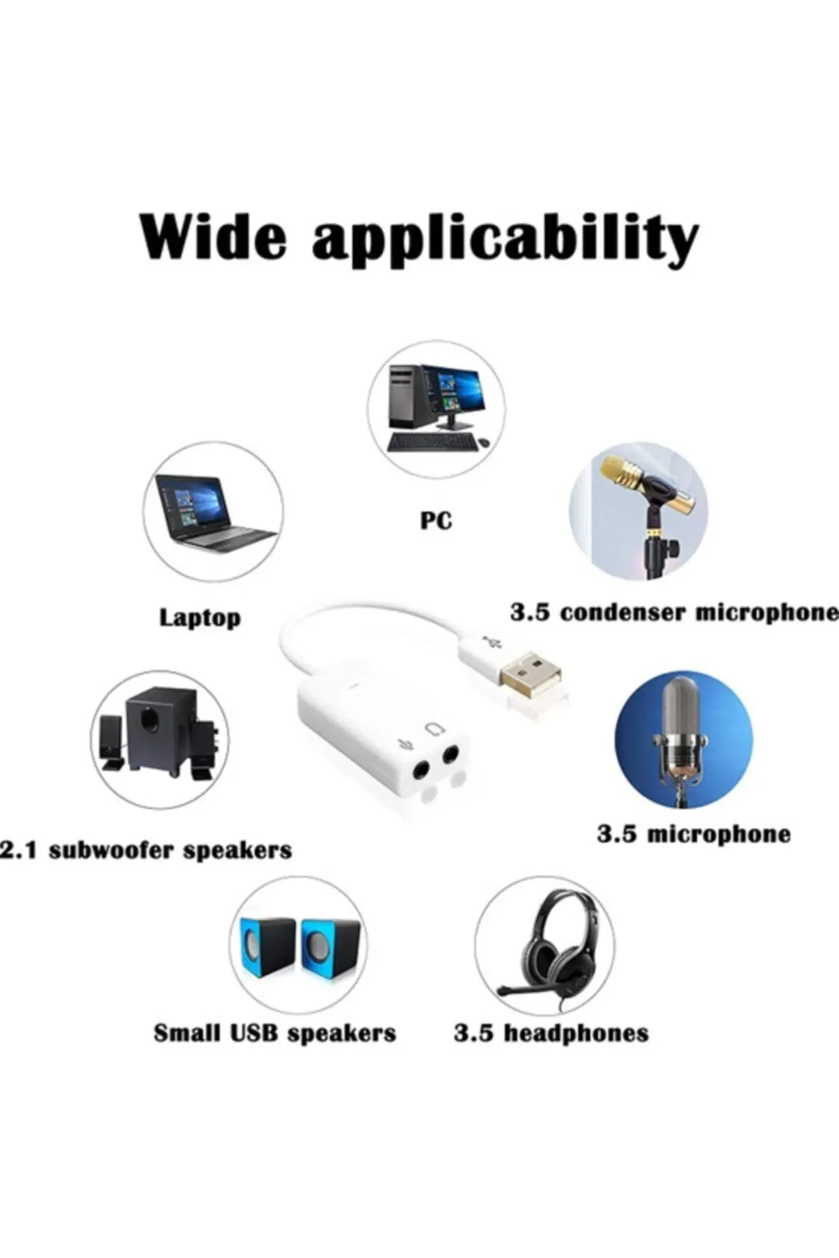 MOLIX Usb Ses Kartı 7.1 Channel Usb Sound Adapter Kablolu Tip