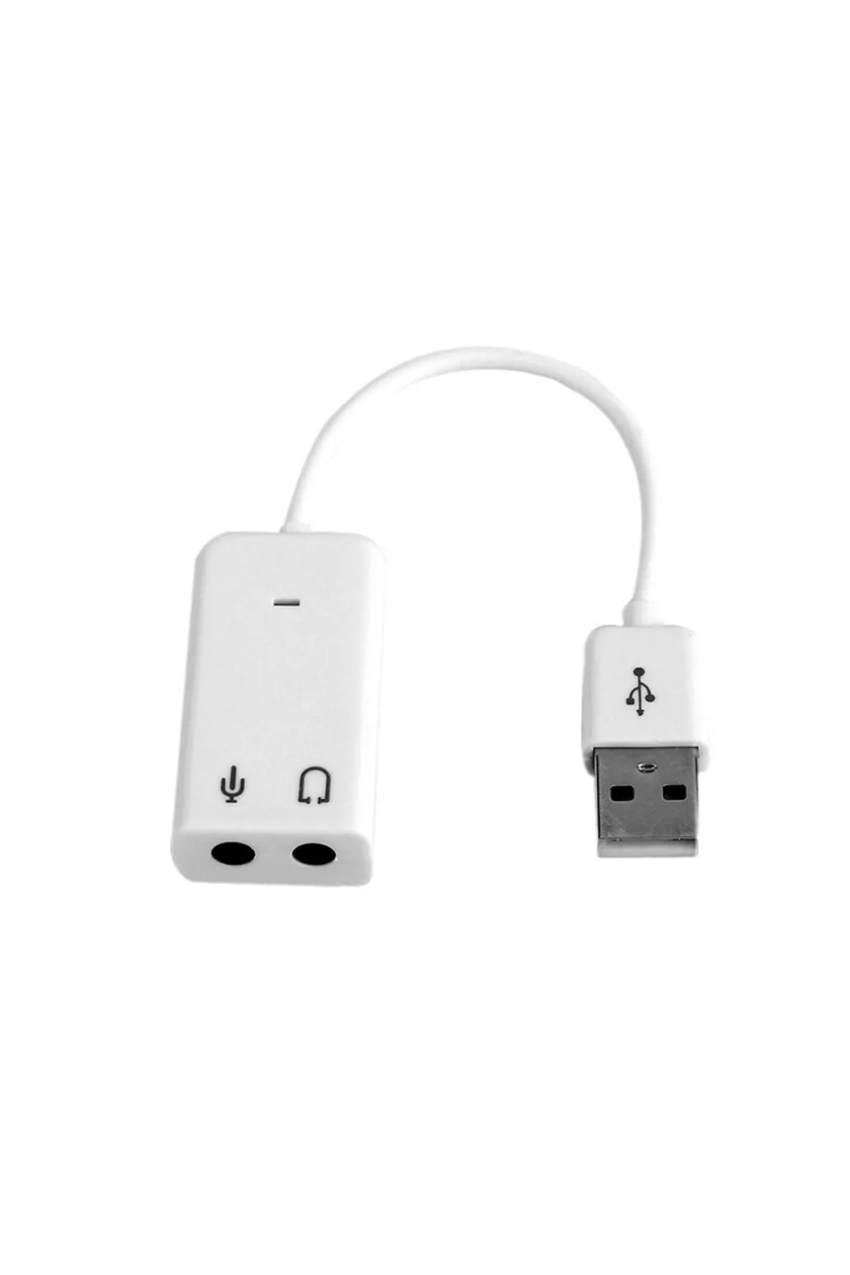 Derwell Usb Ses Kartı Çevirici 7+1 Dönüştürücü Laptop Harici Ses Kartı Kablolu Beyaz