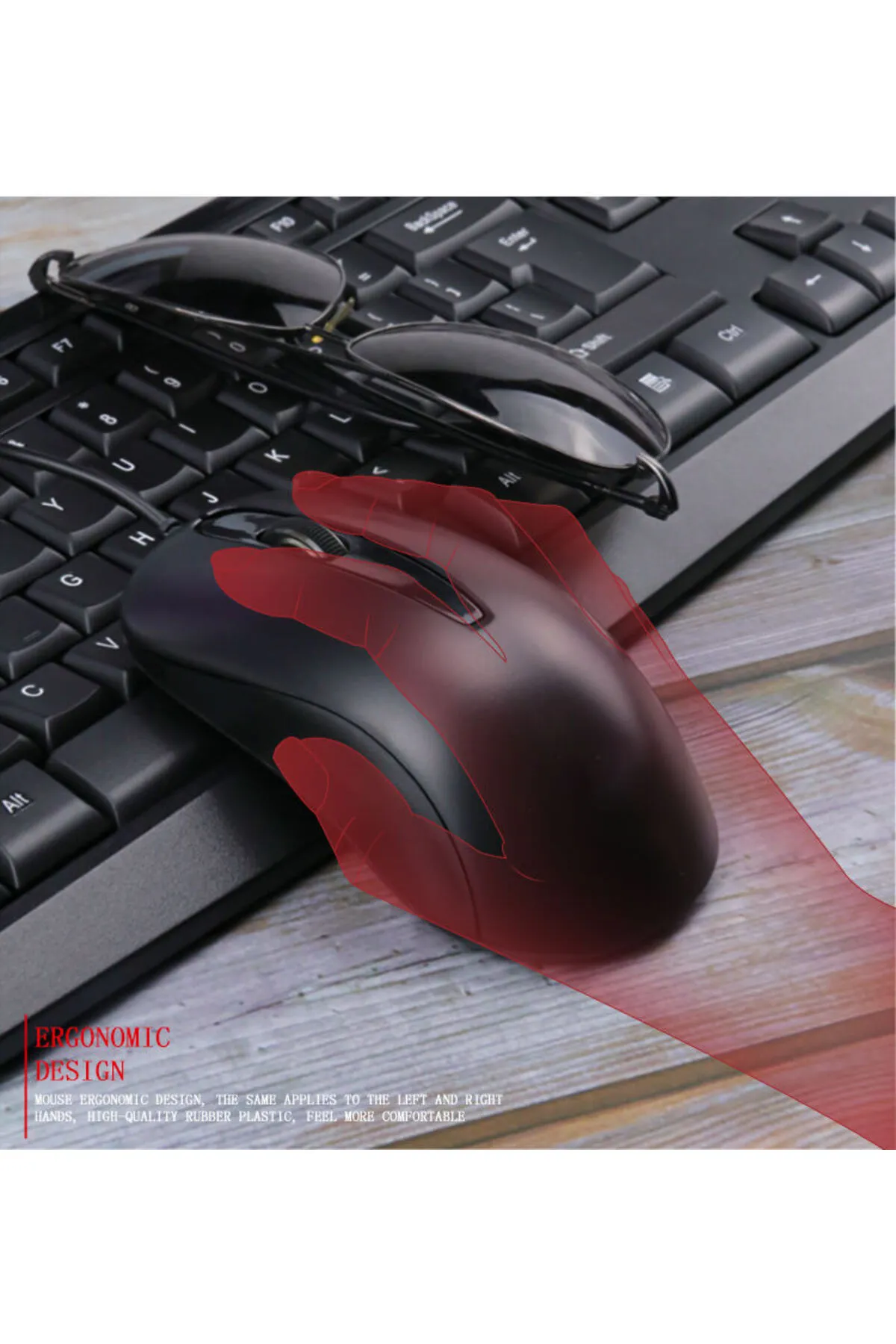 WASHA Usb Siyah 3d Optik Mouse Kablolu Modern Tasarım