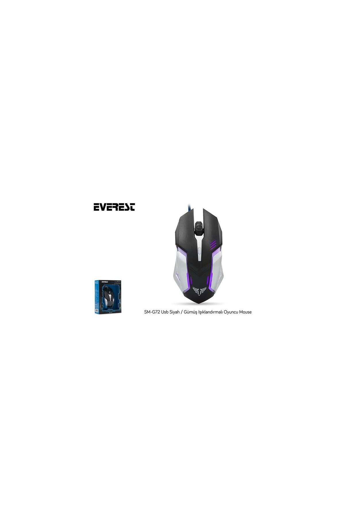 Everest Usb Siyah-gümüş Işıklandırmalı Kablolu Oyuncu Mouse