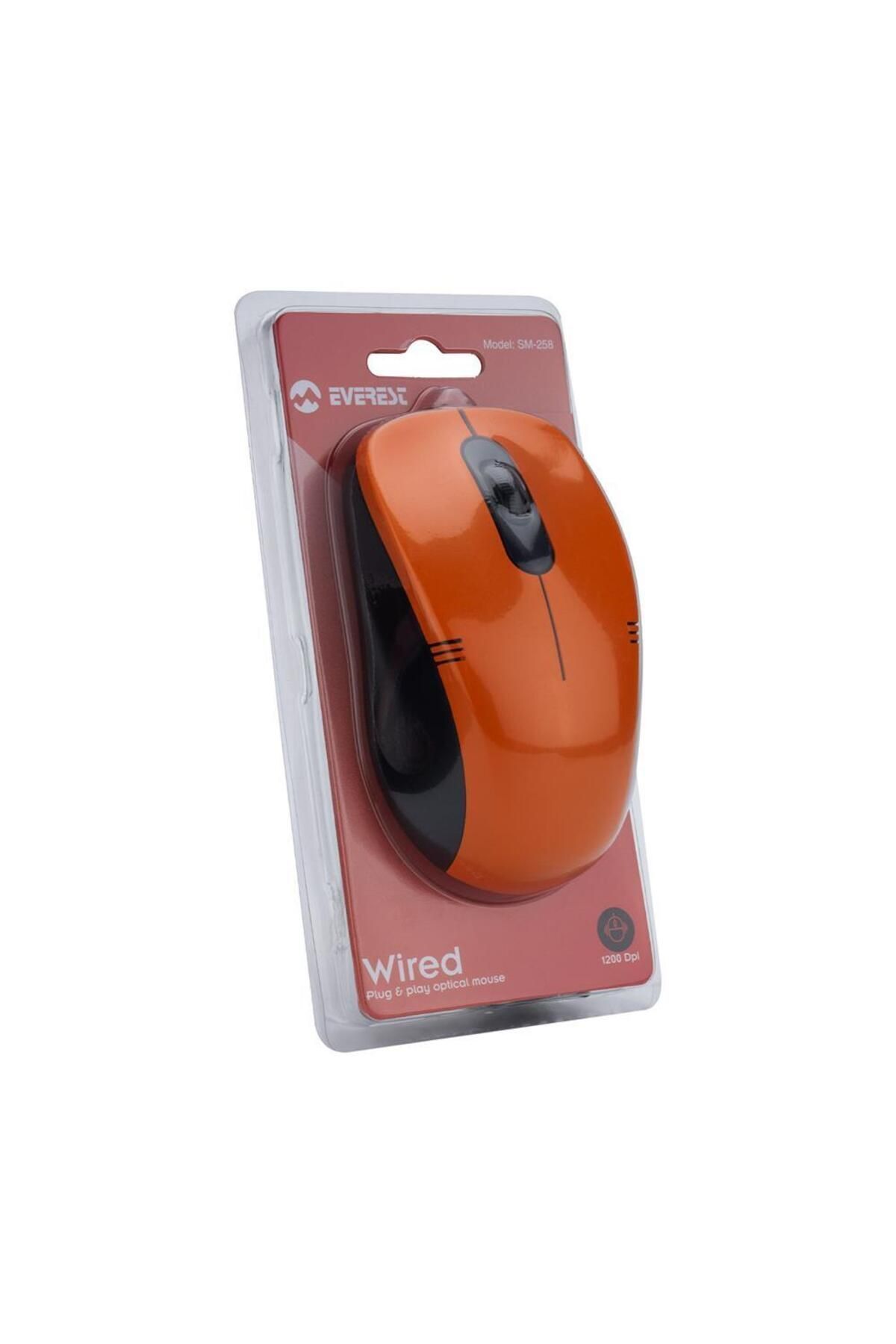 Everest Usb Turuncu 1200 Dpi Optik Kablolu Mouse Turuncu