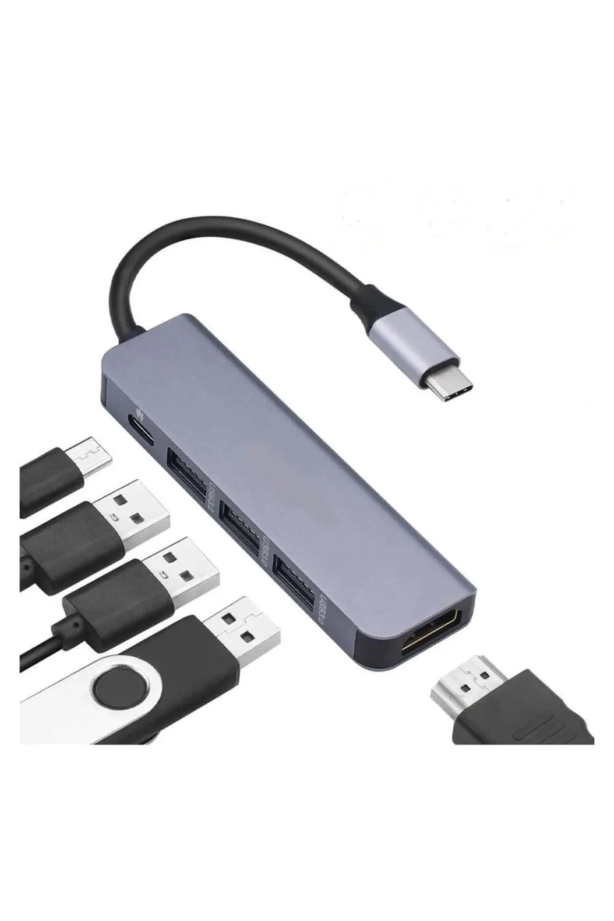 WOZLO Usb Type C 3.1 To Hdmi Usb-c / 3x Usb 3.0 Hub Çevirici Adaptör