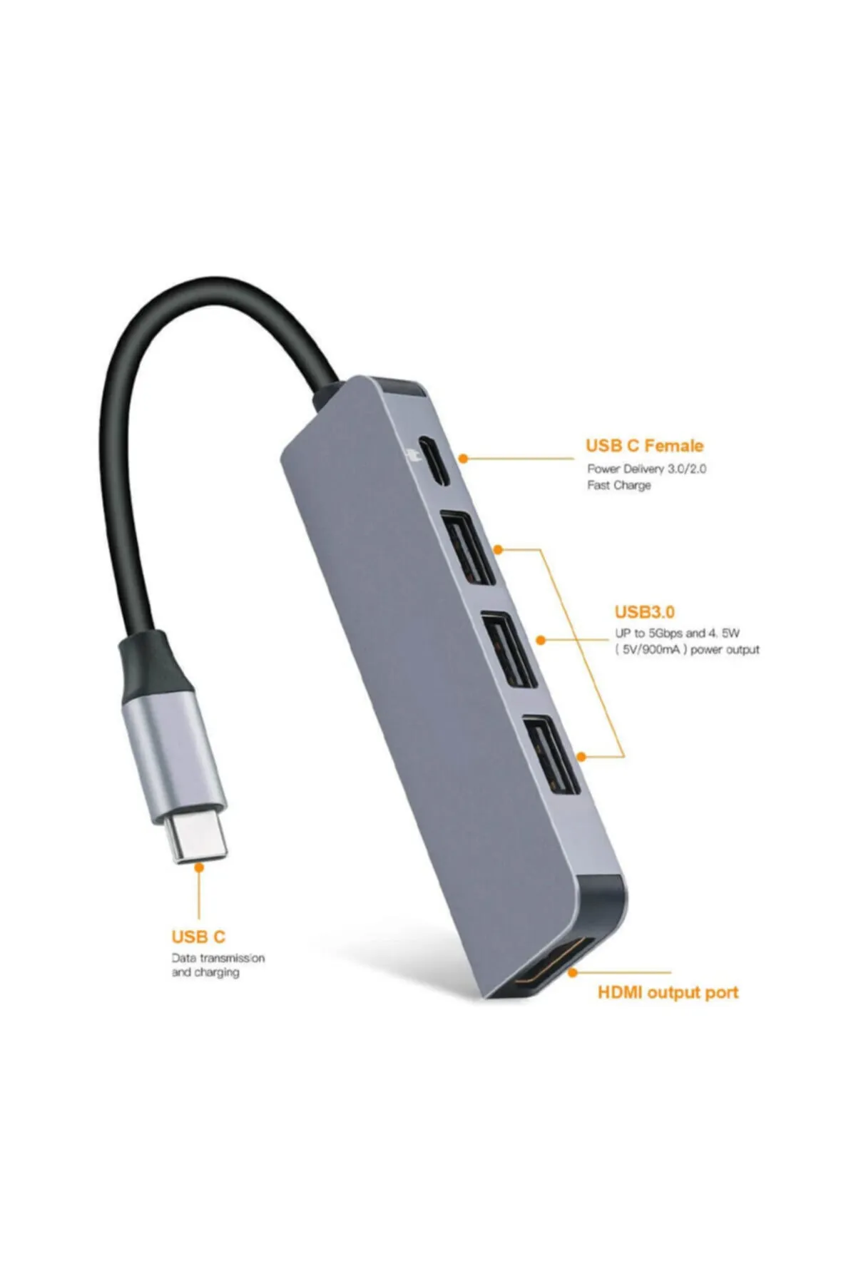 WOZLO Usb Type C 3.1 To Hdmi Usb-c / 3x Usb 3.0 Hub Çevirici Adaptör