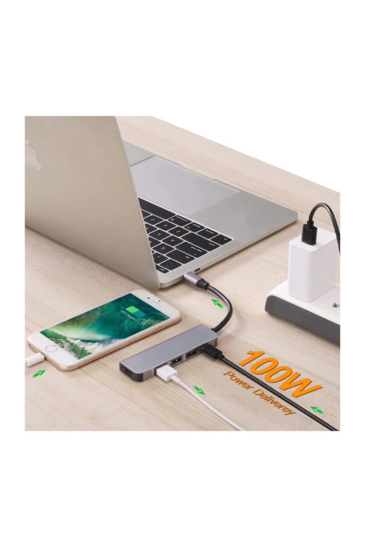 WOZLO Usb Type C 3.1 To Hdmi Usb-c / 3x Usb 3.0 Hub Çevirici Adaptör