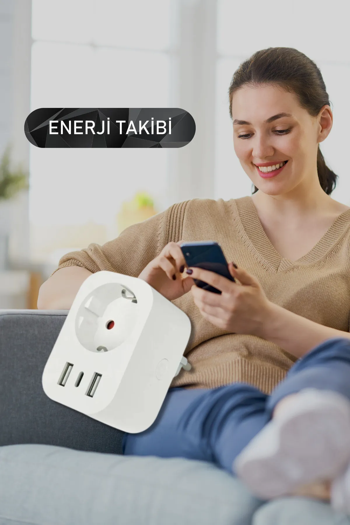 ONVEC Usb Type-c Akıllı Tekli Priz, Wifi Ble, Google Home Ve Amazon Alexa Uyumlu, Uzaktan Kontrol,