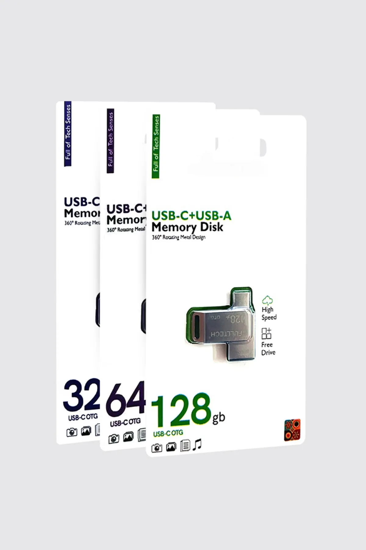 Sarftech USB Type-C Type-A 3 Fonks. Flash Bellek Metal Gövde Yüksek Hız 3.0 Usb Bellek Data Traveler 128GB