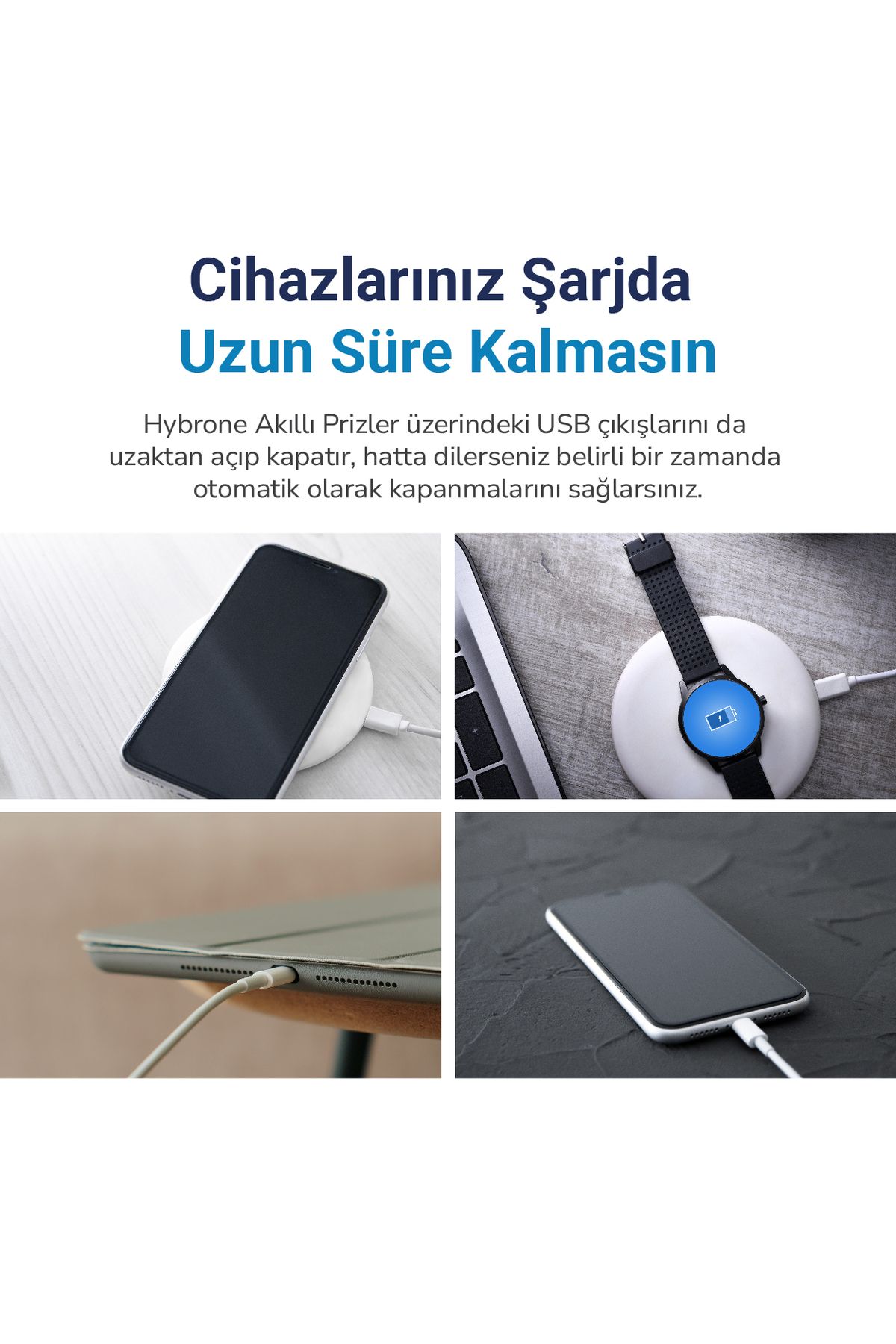 Hybrone Usb Ve Type-c Girişli Akım Korumalı Wi-fi Akıllı Priz, Adaptör, 16 Amper, Enerji İzleme