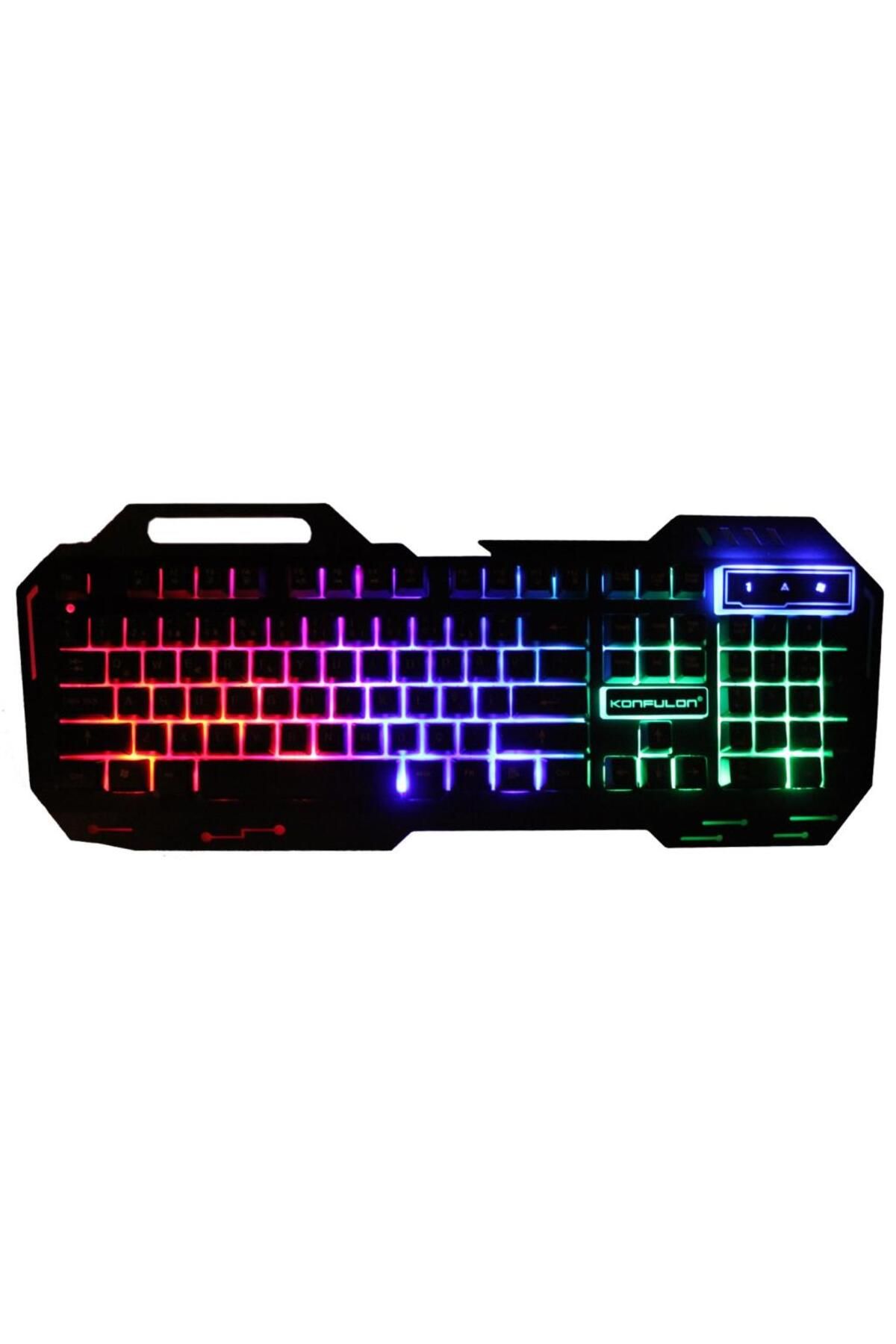 Konfulon V1 Rgb Işıklı Metal Yüzey Türkçe Q Kablolu Gaming Klavye