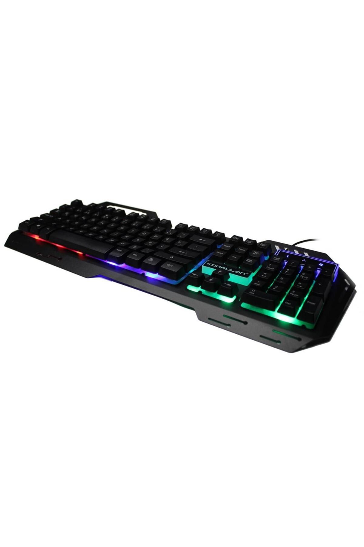 Konfulon V1 Rgb Işıklı Metal Yüzey Türkçe Q Kablolu Gaming Klavye