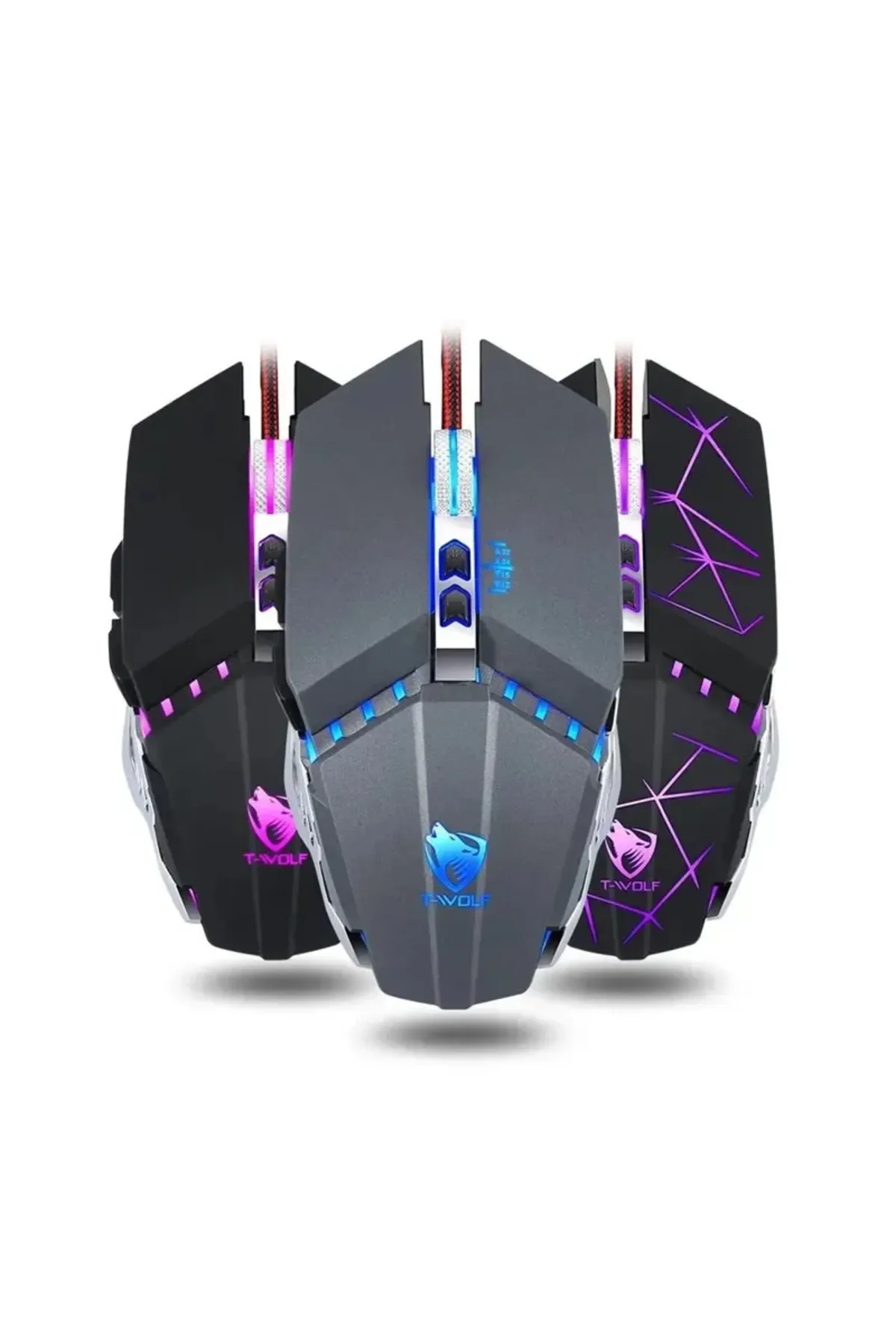 T-WOLF V7  MEKANİK OYUNCU MOUSE /Uyumlu 7 PROGRAMLANABİLİR TUŞ/RGB LED IŞIK / 4800 dpi