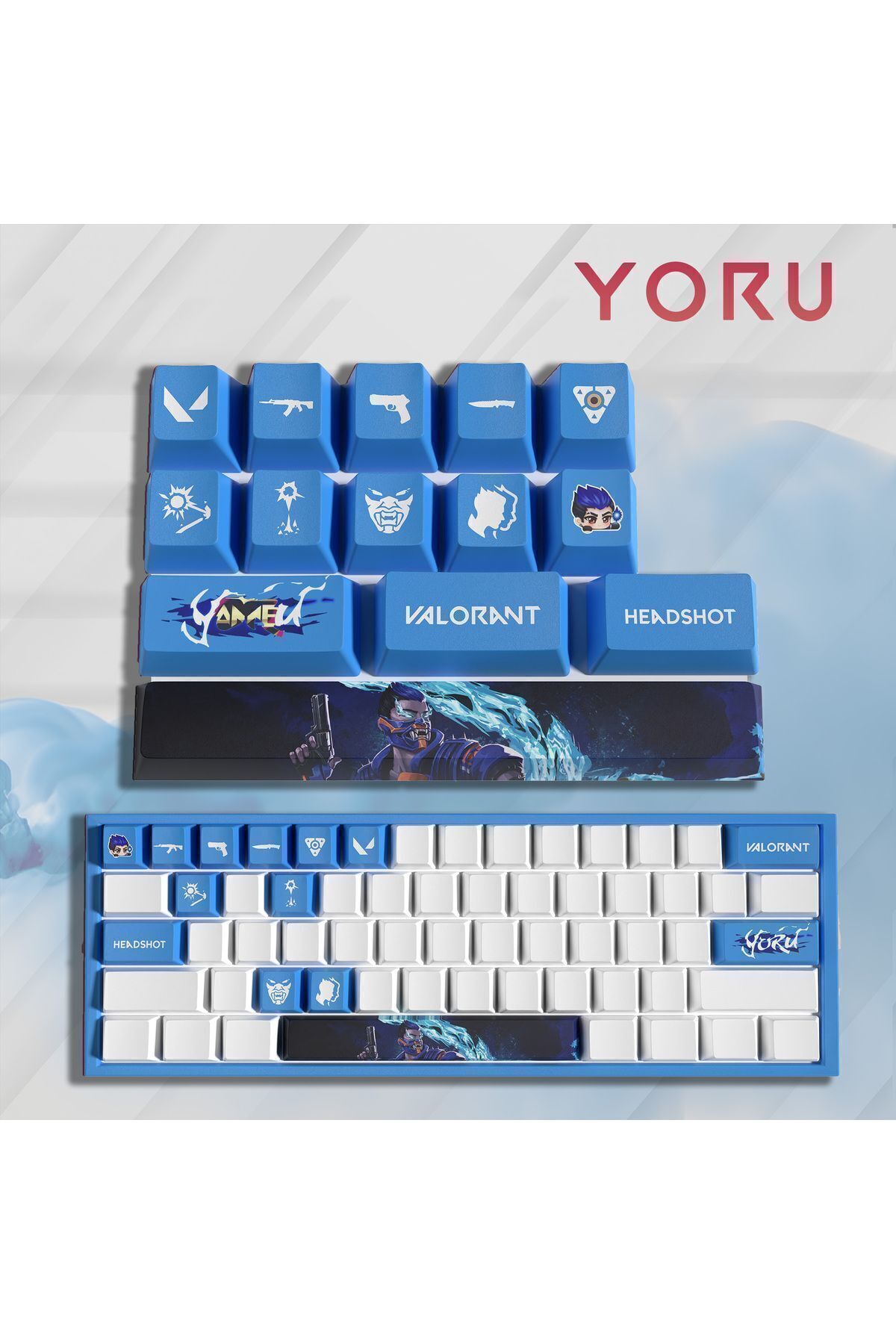 Beast Valorant Yoru Keycaps - 14 Adet Mekanik Klavye Tuşu