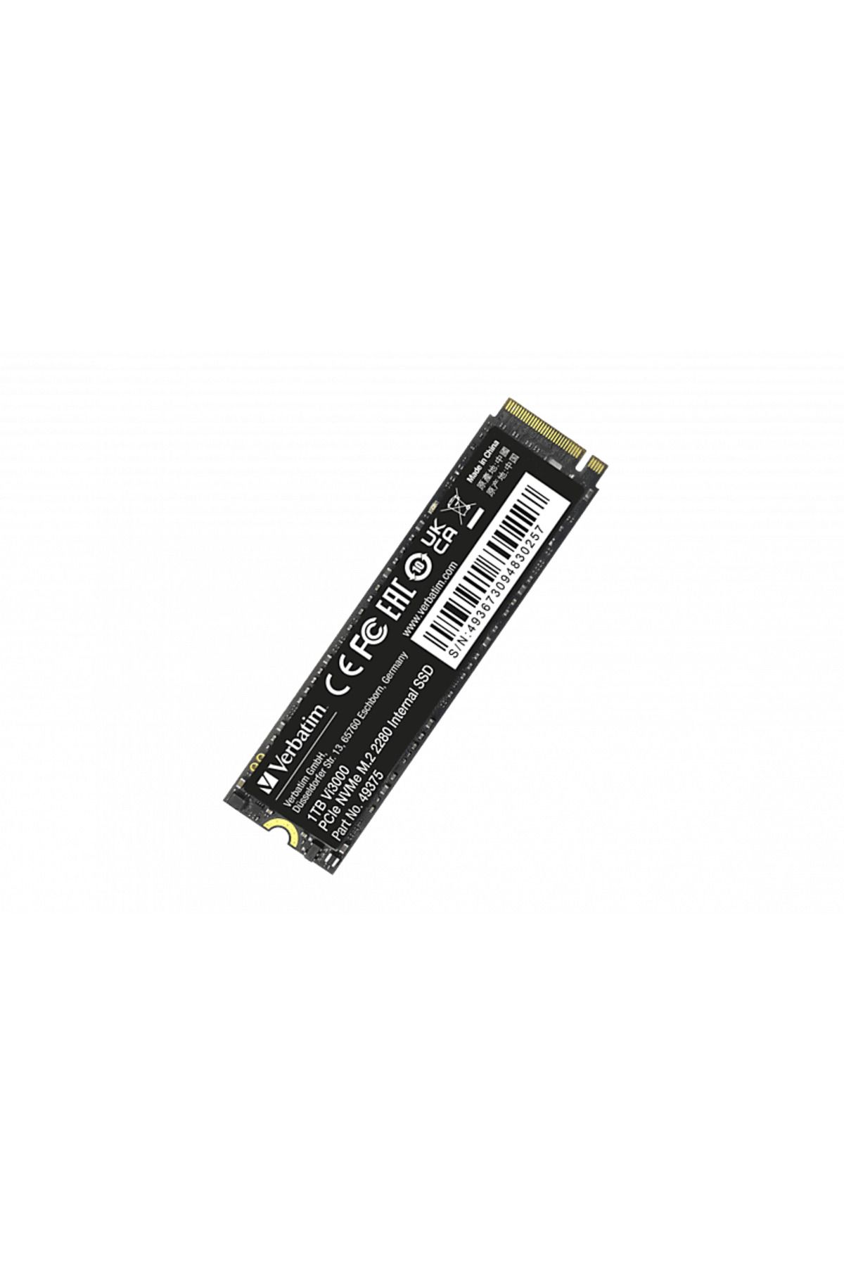 Verbatim Vi3000 Internal PCIe NVMe M.2 GEN3 3300MB Okuma 3000MB Yazma 1 TB Dahili SSD Siyah