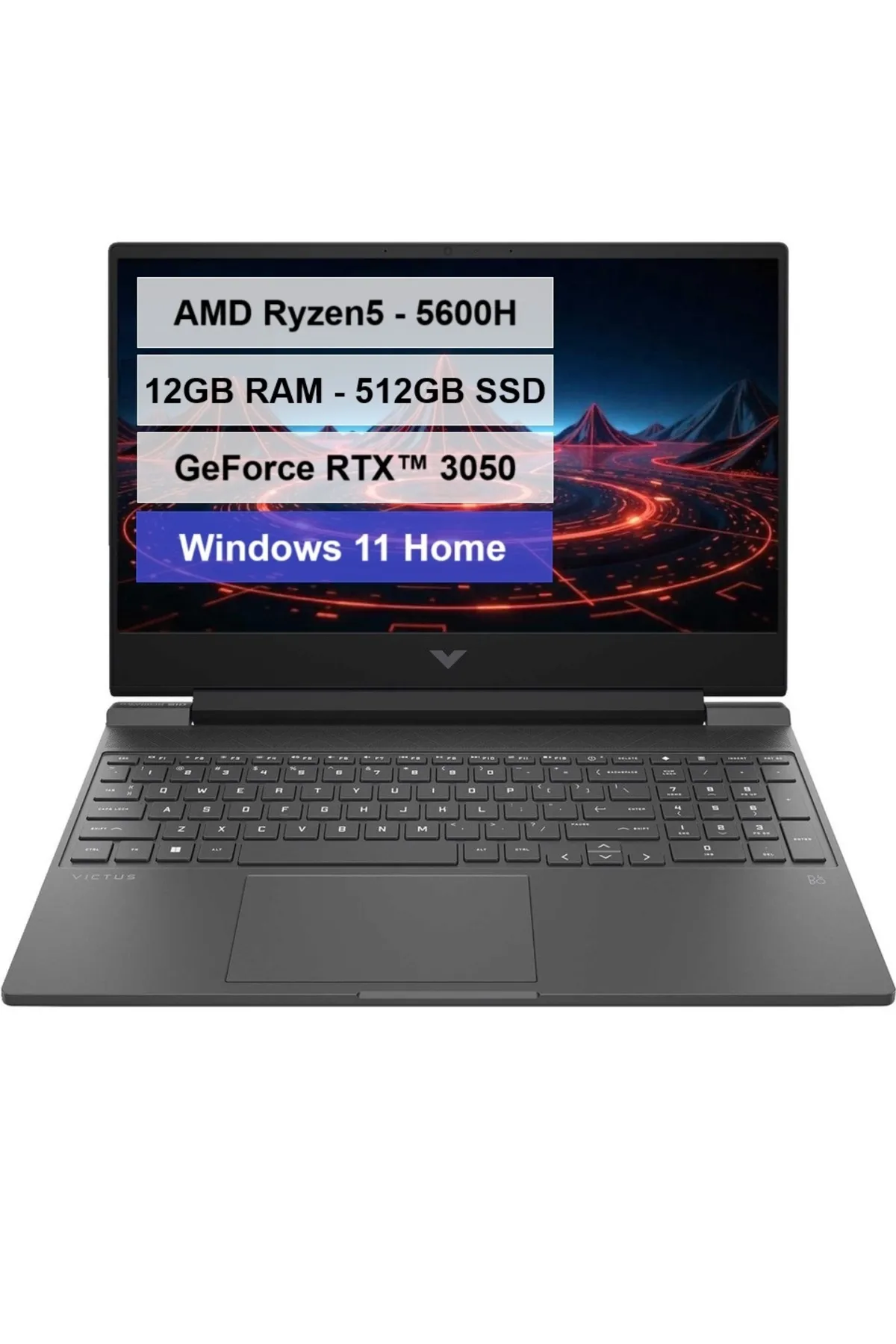 HP Victus 15-FB0009NT Amd Ryzen 5 5600H 12GB 512GB SSD RTX3050 Windows 11 Home 15.6" Fhd 144Hz