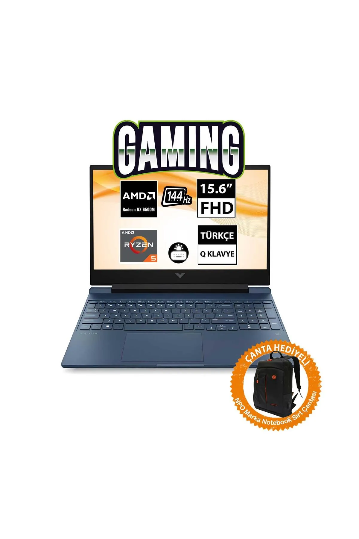 HP Victus 15-fb0020nt 7n5m8ea08 Ryzen5 5600h 16gb 512ssd Rx6500m 15.6" Fullhd W11p Taşınabilir Bilgi