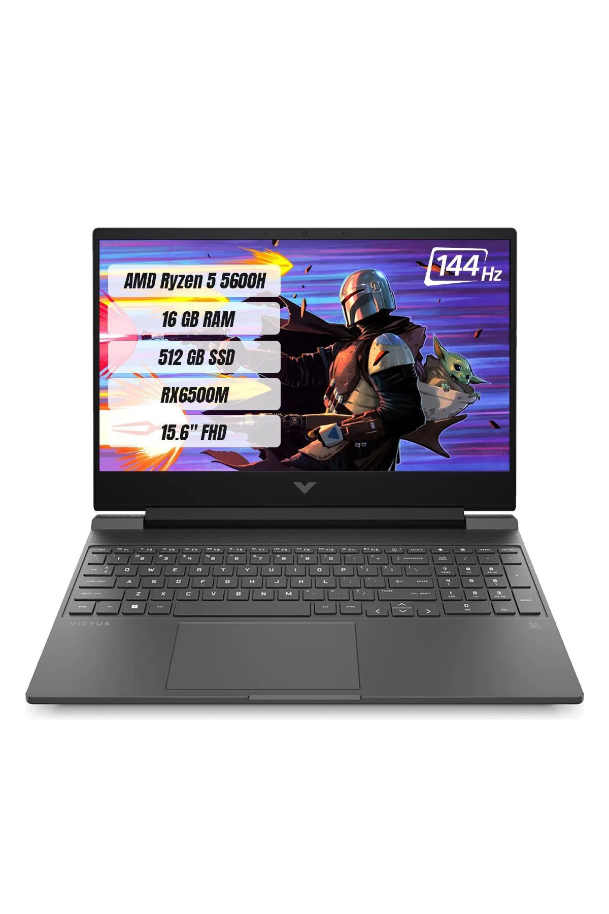 HP Victus 15-FB0027NT AMD R5 5600H 16GB 512GB SSD RX6500M-4GB Freedos 15.6" FHD 144Hz Taşınabilir Bi