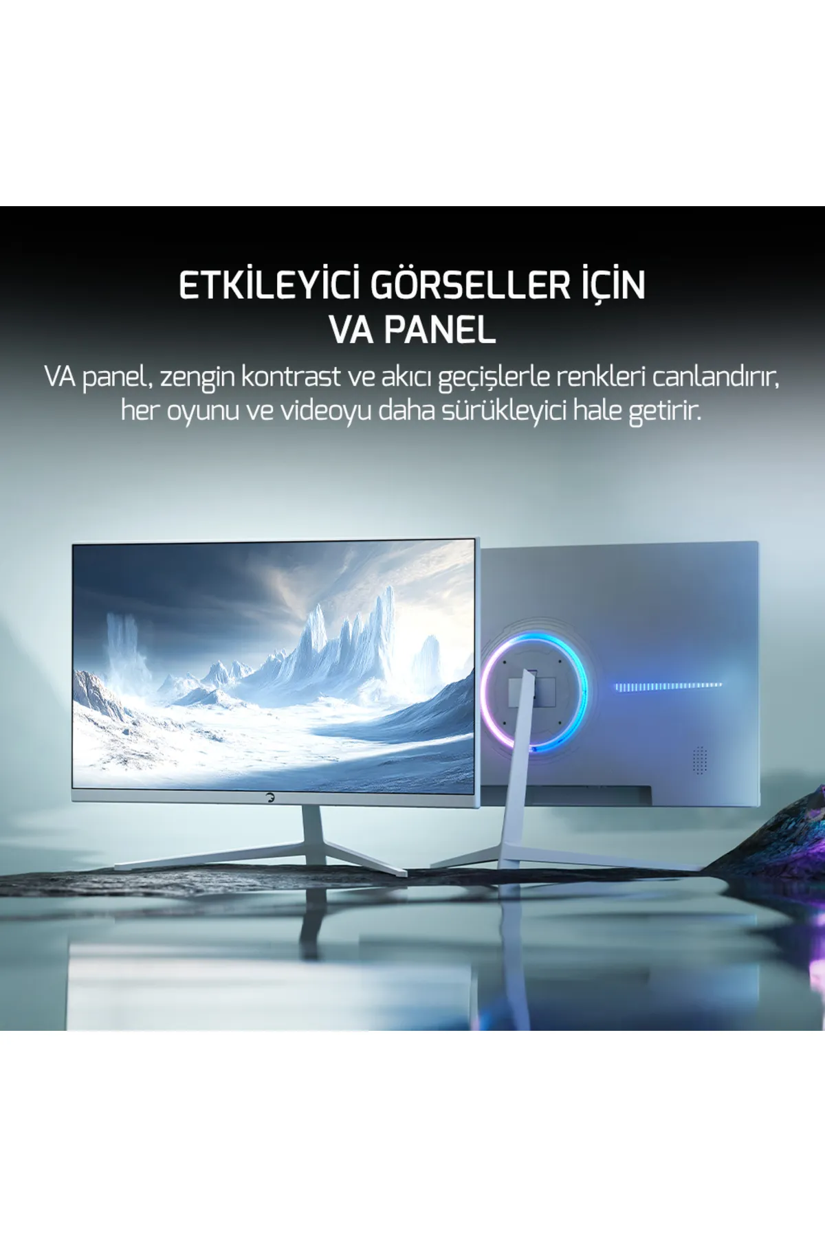 Gamepower Vivid F10 24'' Curved RGB Beyaz 120Hz 1ms FHD Gaming Monitör (Sıfır Ölü Piksel Garantili)