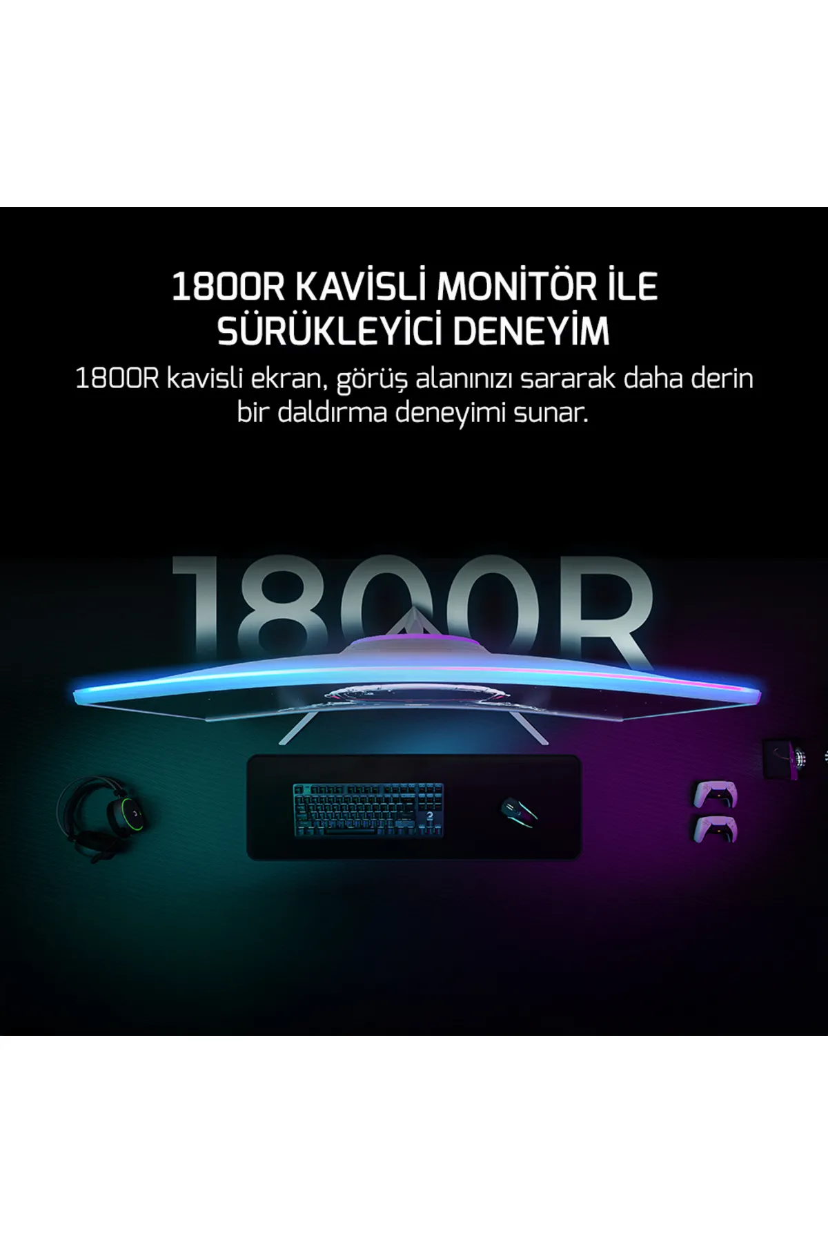 Gamepower Vivid F10 24'' Curved RGB Beyaz 120Hz 1ms FHD Gaming Monitör (Sıfır Ölü Piksel Garantili)