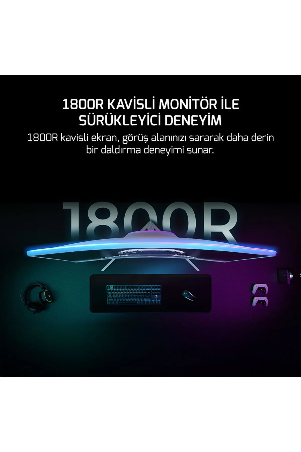 Gamepower Vivid T40 24'' 1800r Curved Rgb Beyaz 180hz 0.5ms Fhd Va Panel 2x2w Speaker Gaming Monitör