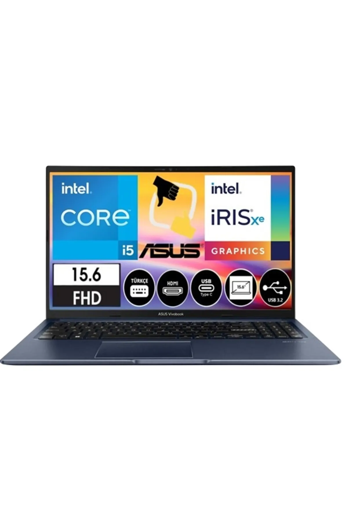 Asus Vivobook 15 Intel Core i5 1235U 16GB 1TB SSD W11P 15.6" FHD Bilgisayar Csrtech Çanta Hediye