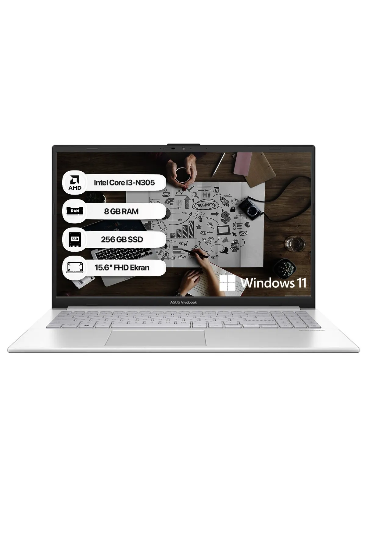 Asus Vivobook Go 15 I3-n305 8gb 256gb Ssd W11h 15.6" Fhd Taşınabilir Bilgisayar E1504ga-nj257w